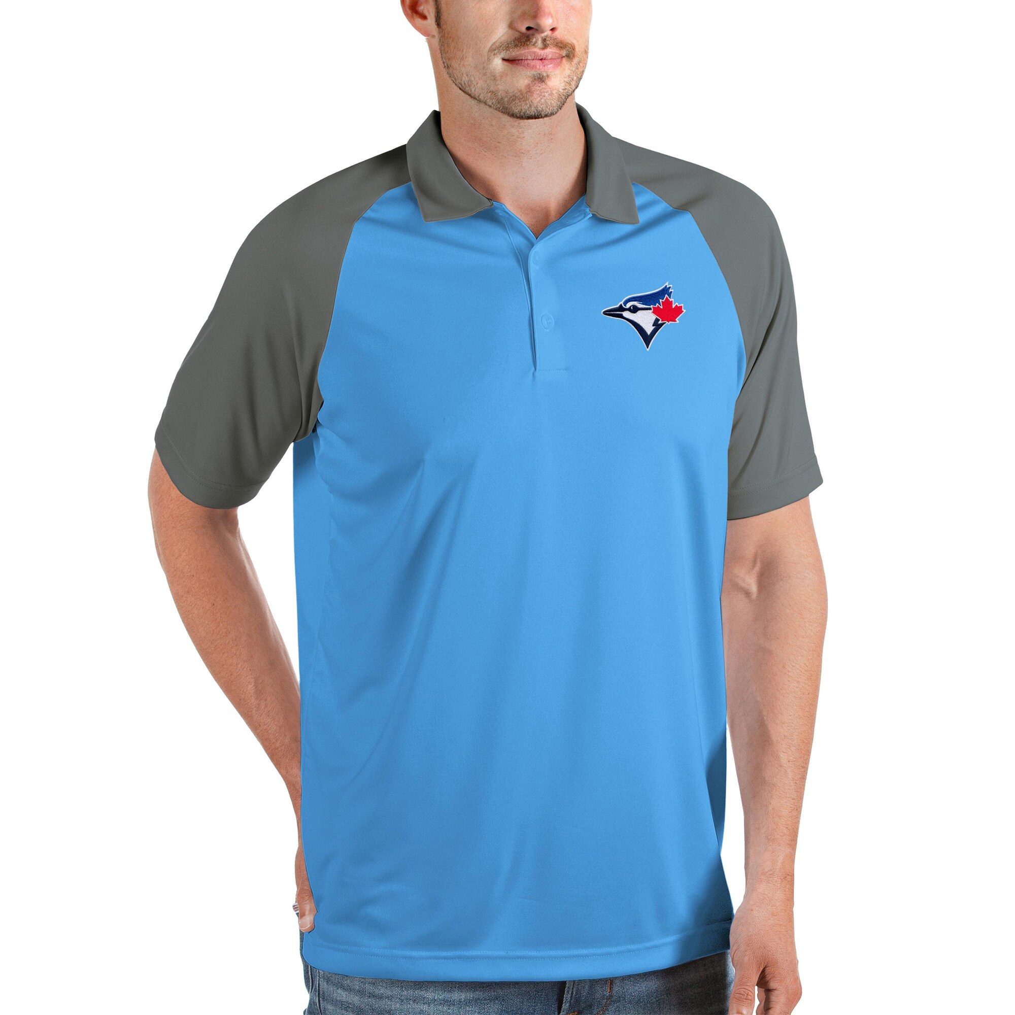 Men's Toronto Blue Jays Antigua Powder Blue/Gray Nova Polo