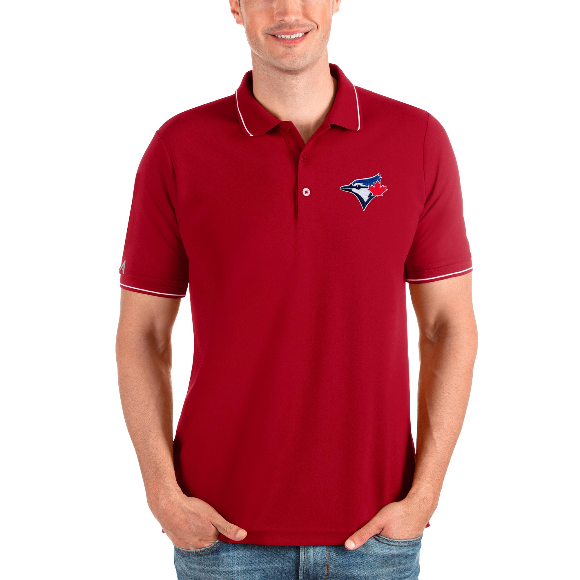 Men's Toronto Blue Jays Antigua Red Affluent Polo