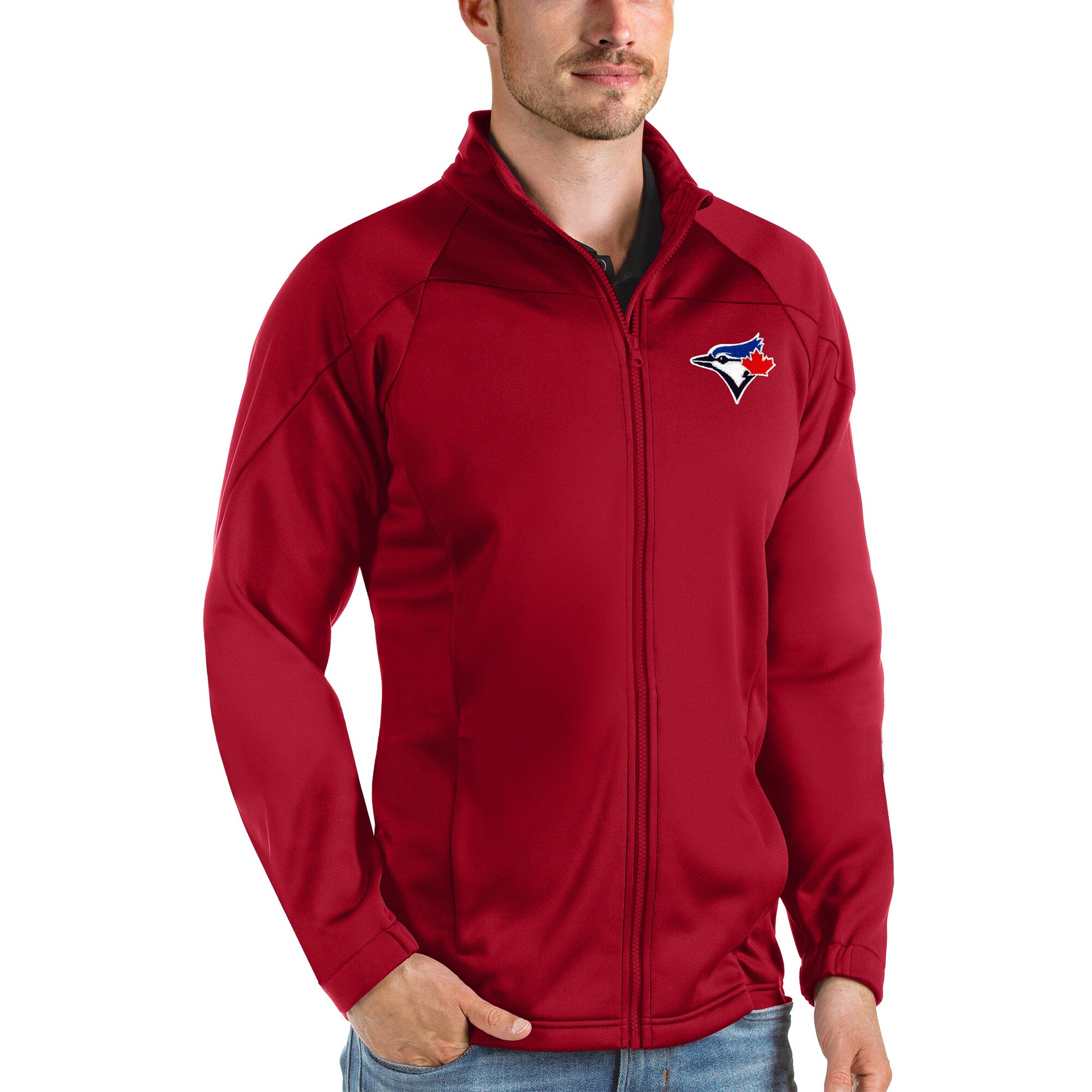 Men's Toronto Blue Jays Antigua Red Links Full-Zip Golf Jacket