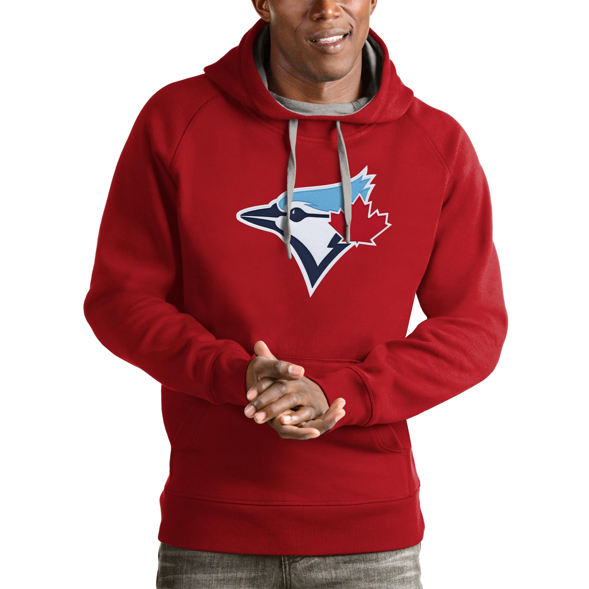 Men's Toronto Blue Jays Antigua Red Victory Pullover Team Logo Hoodie