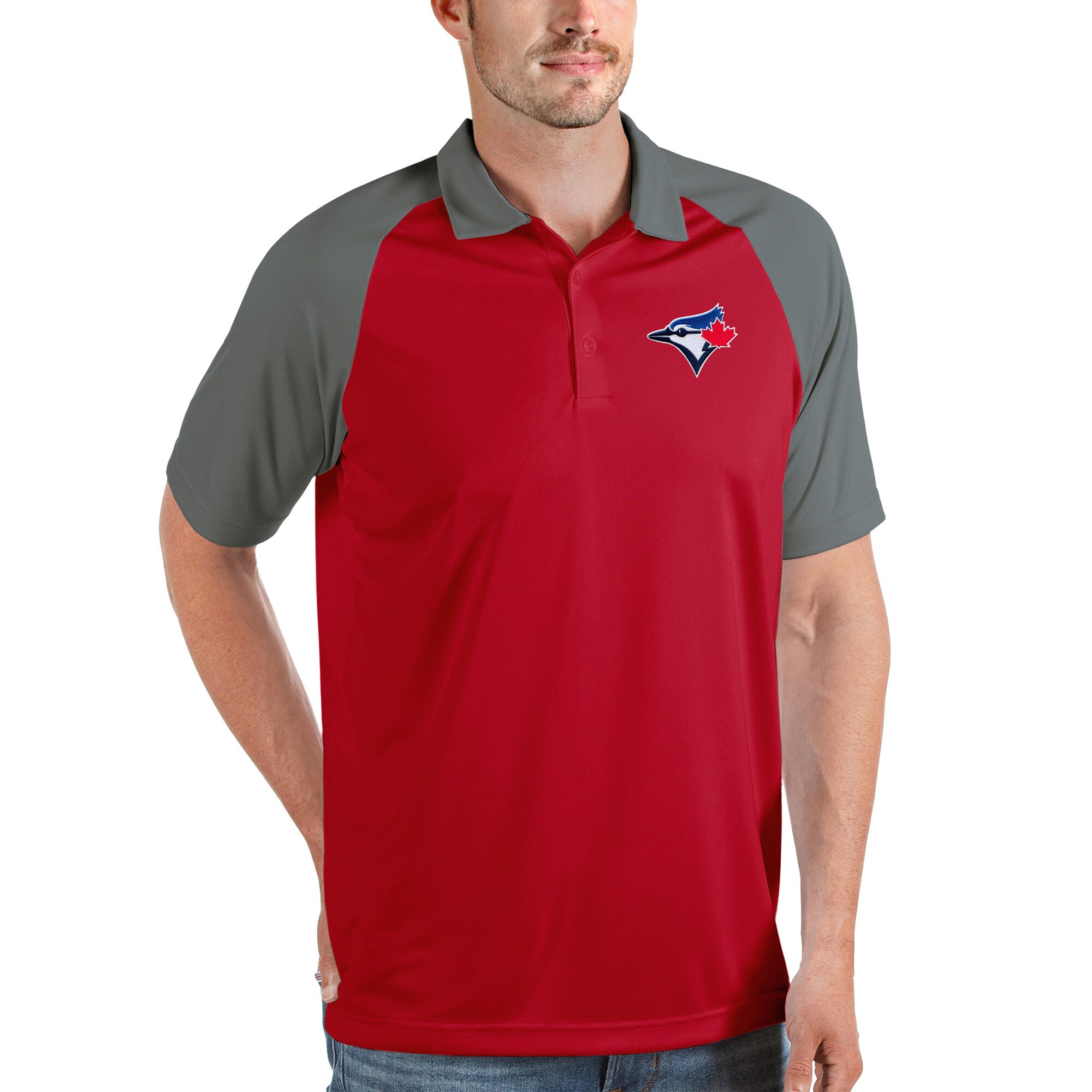 Men's Toronto Blue Jays Antigua Red/Gray Nova Polo