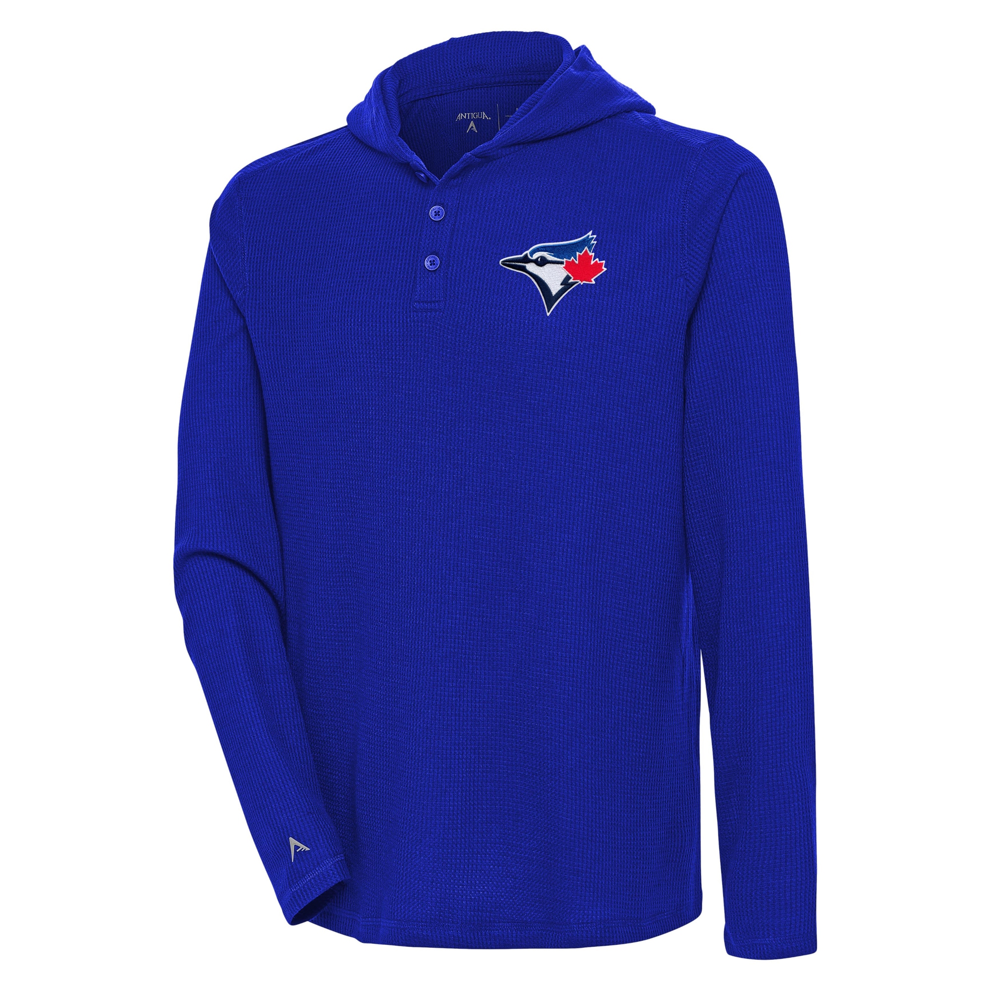 Men's Toronto Blue Jays  Antigua Royal Strong Hold Long Sleeve Henley Hoodie T-Shirt