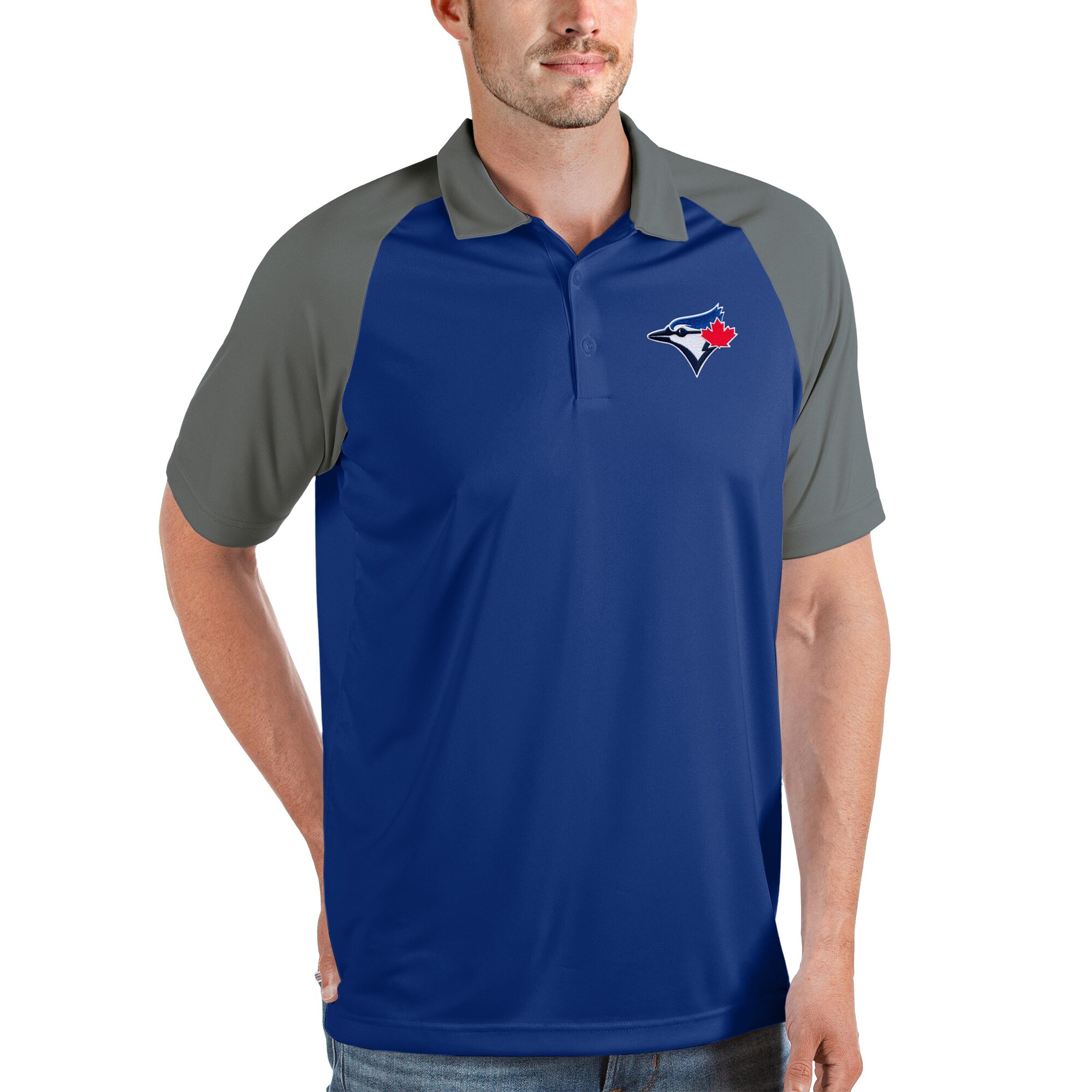 Men's Toronto Blue Jays Antigua Royal/Gray Nova Polo