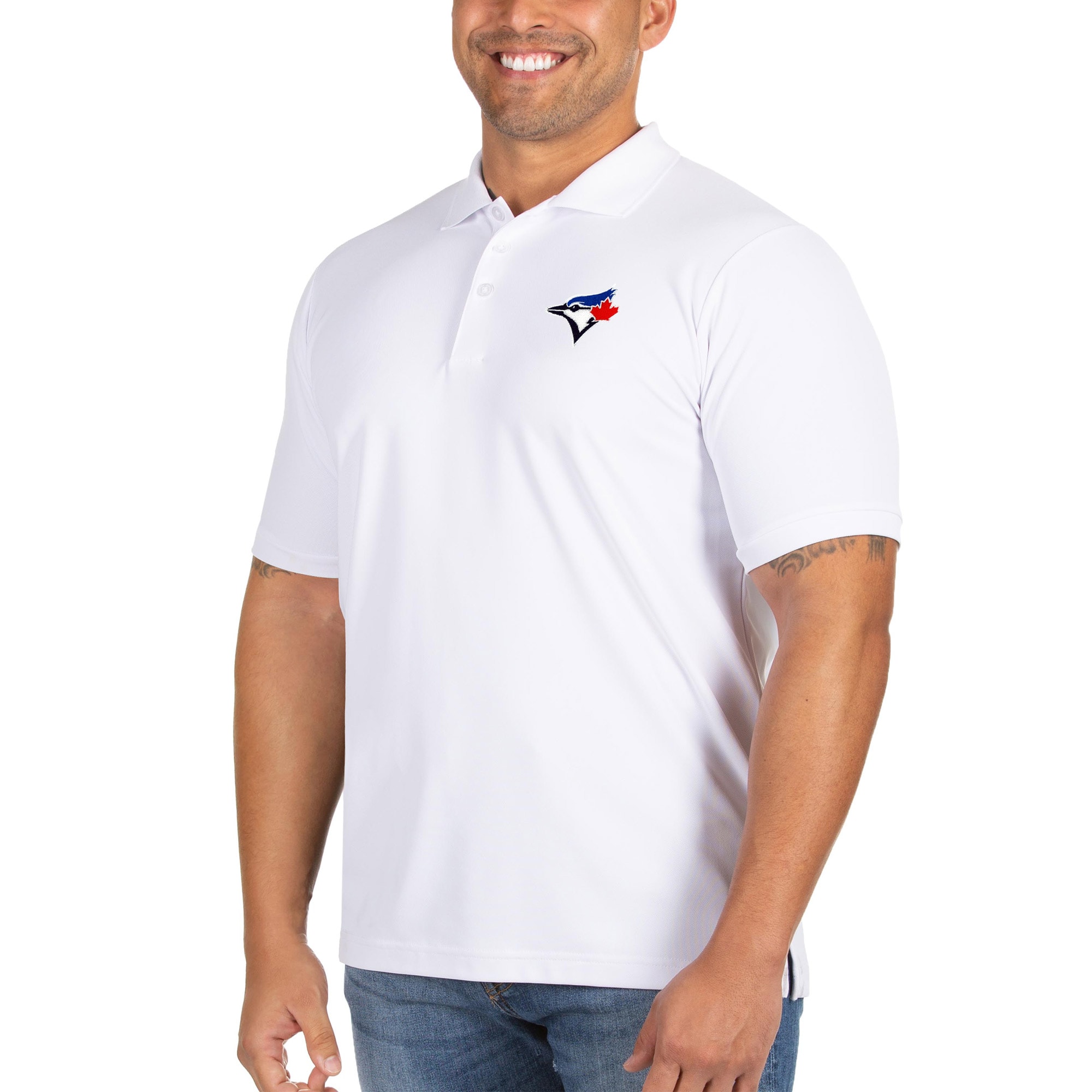 Men's Toronto Blue Jays Antigua White Big & Tall Legacy Pique Polo