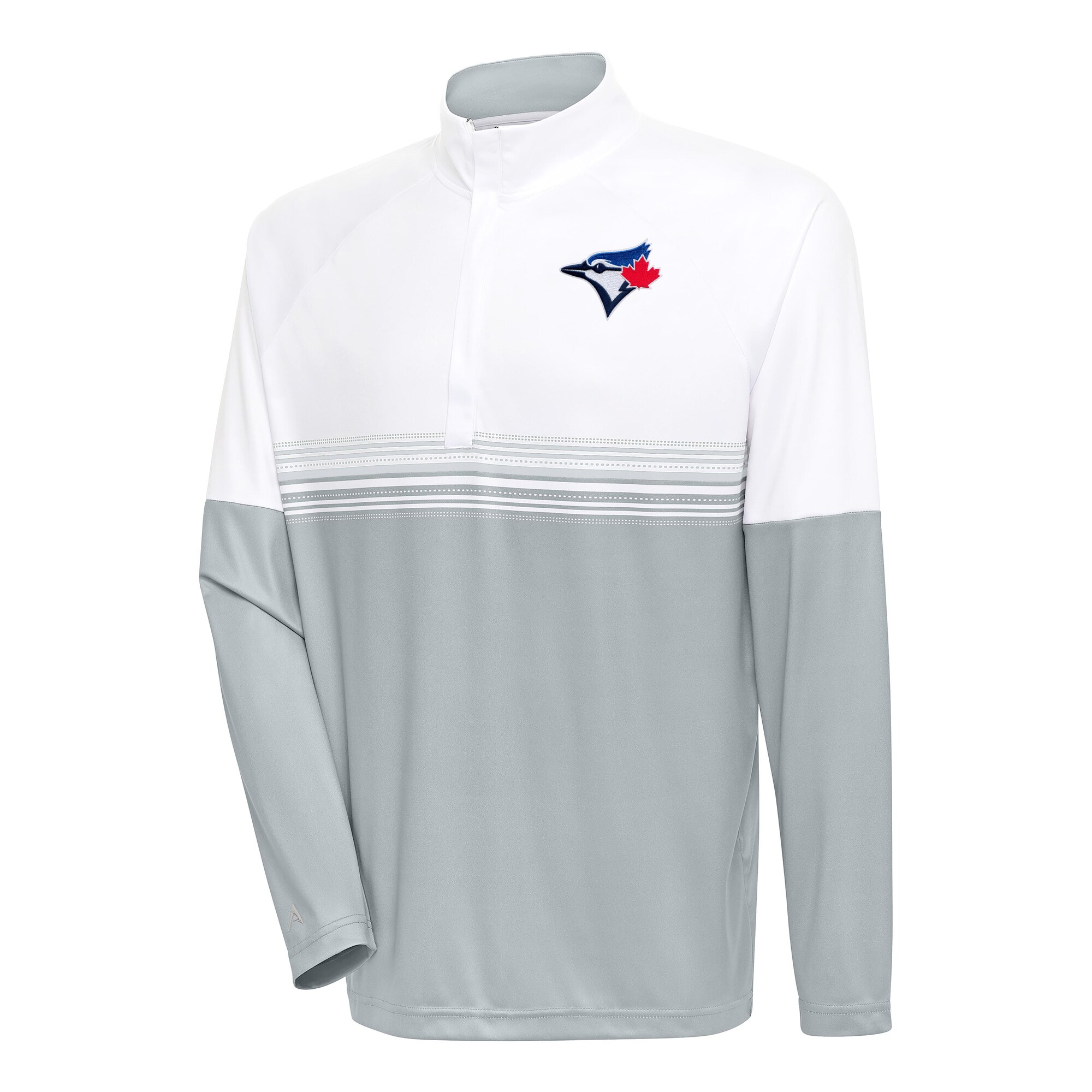 Men's Toronto Blue Jays Antigua White/Gray Bender Quarter-Zip Pullover Top