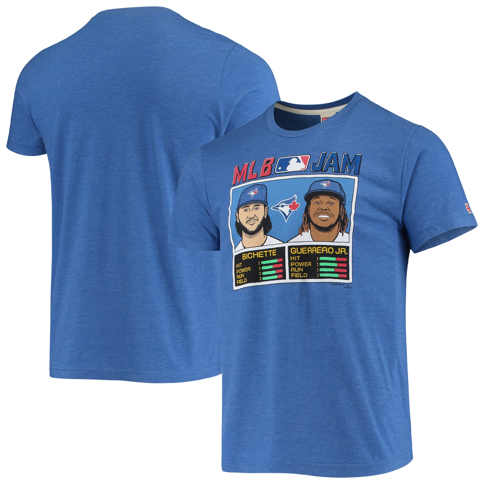 Men's Toronto Blue Jays Bo Bichette & Vladimir Guerrero Jr. Homage Royal MLB Jam Tri-Blend T-Shirt