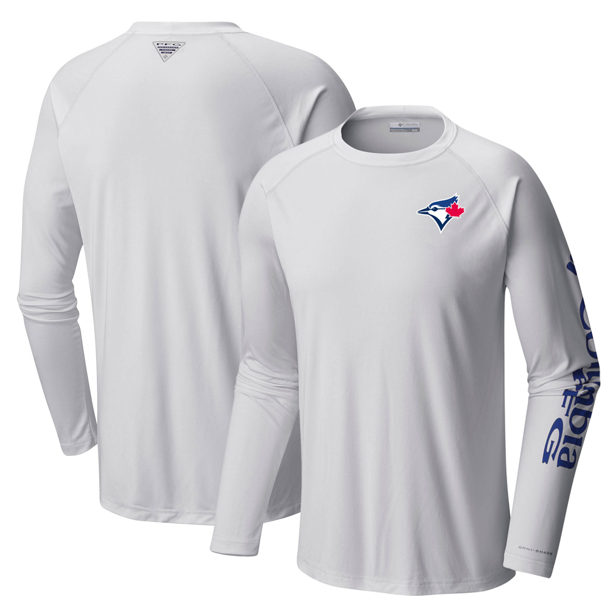 Men's Toronto Blue Jays Columbia White Terminal Tackle Long Sleeve T-Shirt