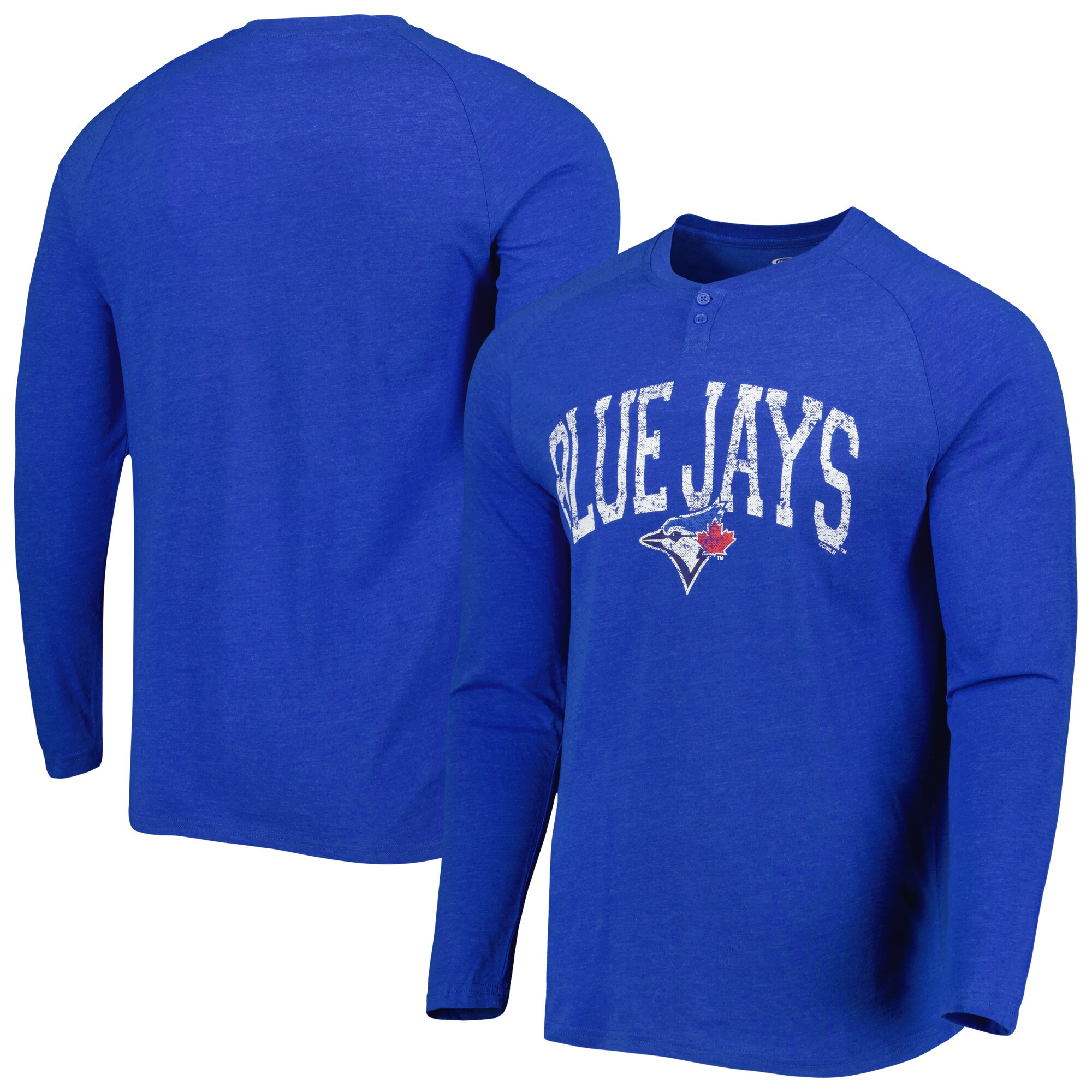 Men's Toronto Blue Jays Concepts Sport Royal Inertia Raglan Long Sleeve Henley T-Shirt