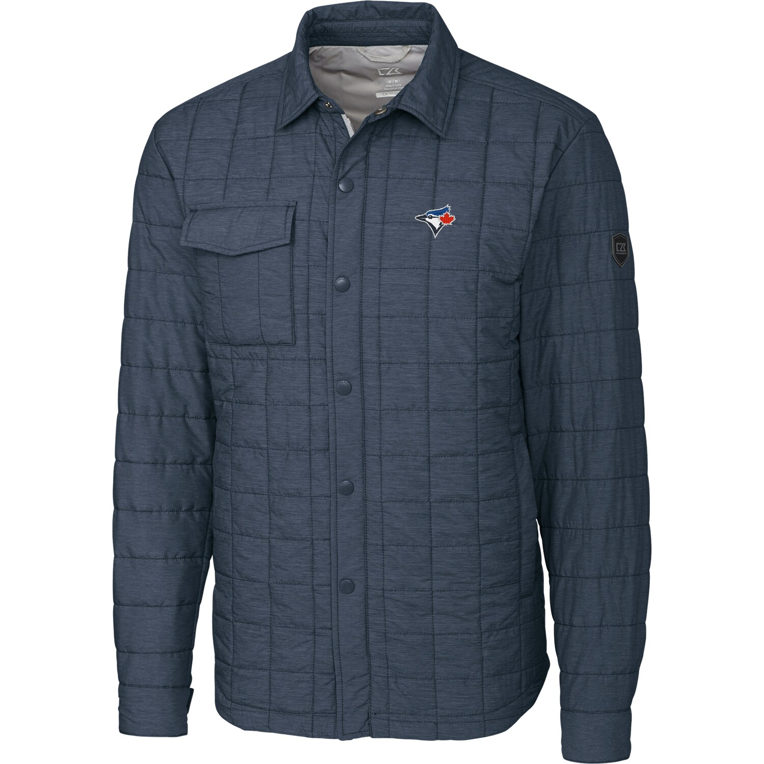 Men's Toronto Blue Jays Cutter & Buck Charcoal Big & Tall Rainier Shirt Jacket