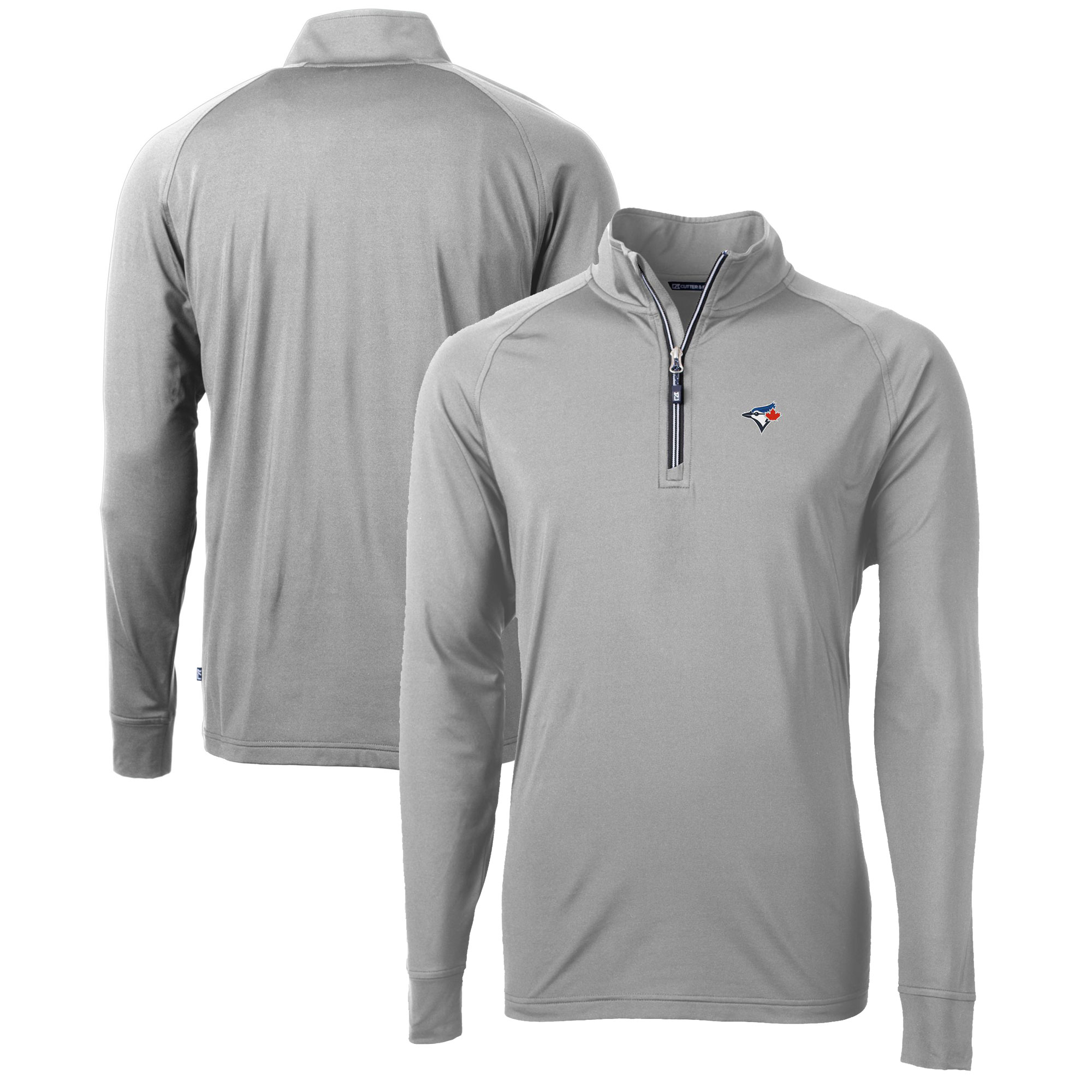 Men's Toronto Blue Jays  Cutter & Buck Gray Adapt Eco Knit Stretch Recycled Quarter-Zip Pullover Top