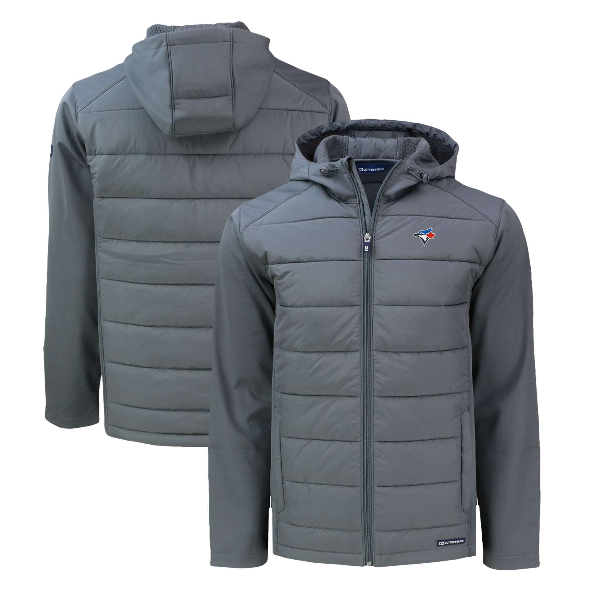 Men's Toronto Blue Jays  Cutter & Buck Gray Big & Tall Evoke Hybrid Eco Softshell Recycled Full-Zip Hoodie