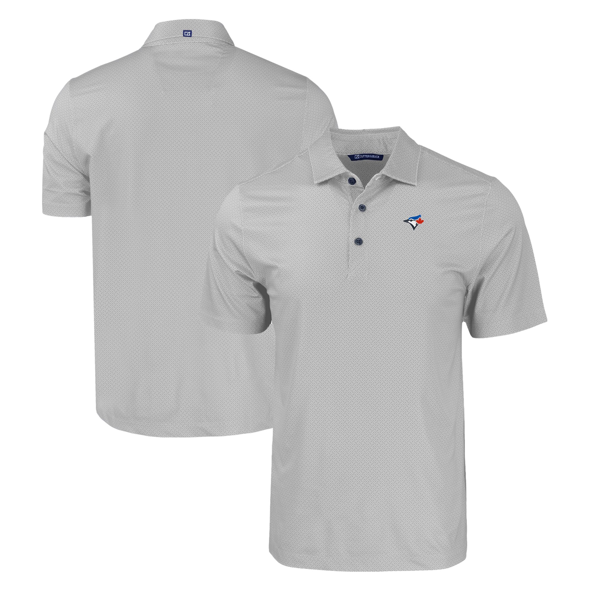 Men's Toronto Blue Jays  Cutter & Buck Gray Big & Tall Pike Eco Tonal Geo Print Stretch Recycled Polo