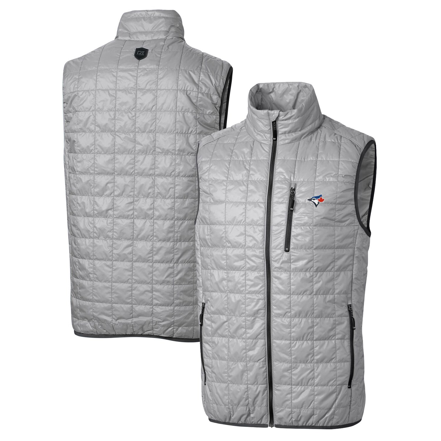 Men's Toronto Blue Jays Cutter & Buck Gray Big & Tall Rainier Full-Zip Puffer Vest