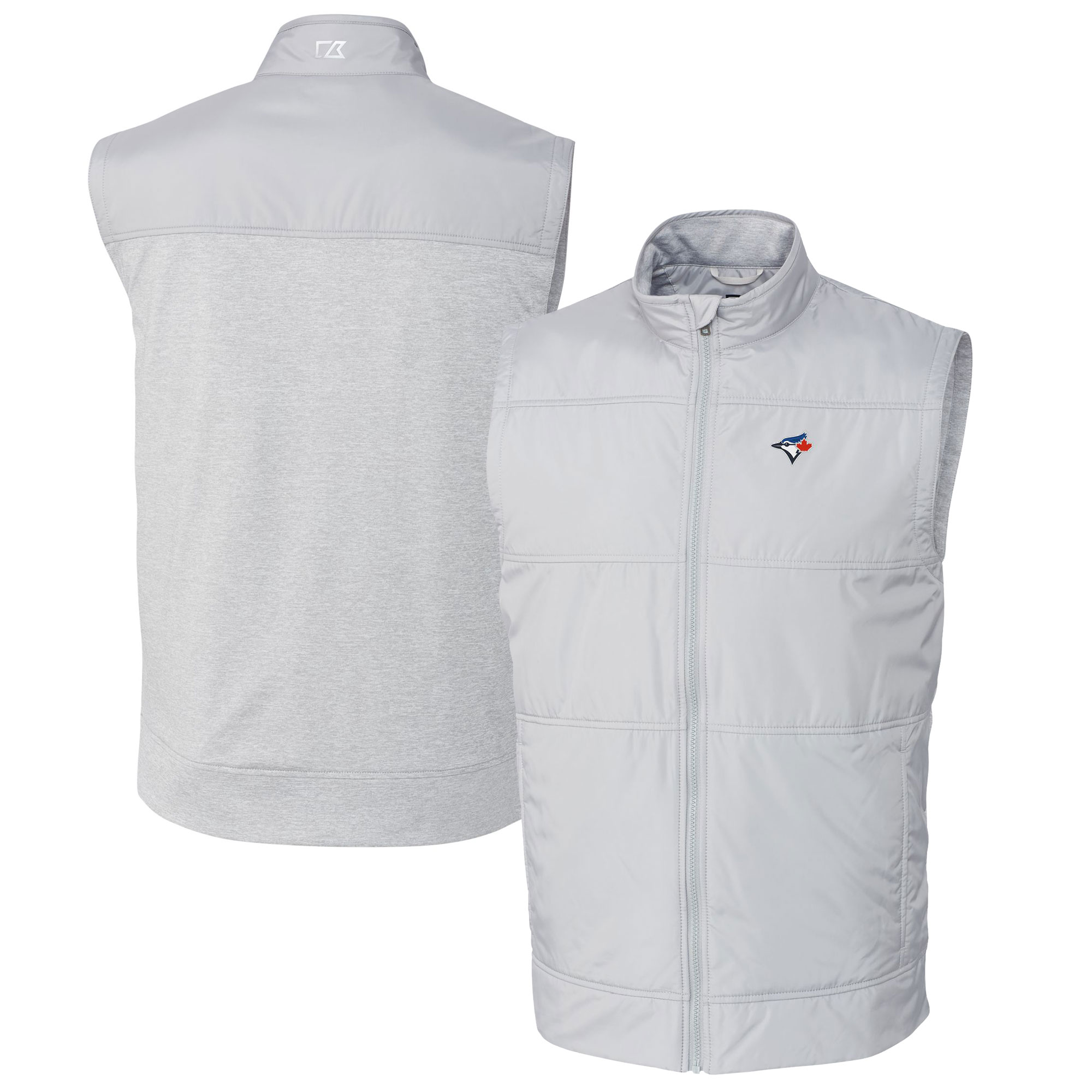 Men's Toronto Blue Jays  Cutter & Buck Gray Big & Tall Stealth Hybrid Quilted Windbreaker Full-Zip Vest