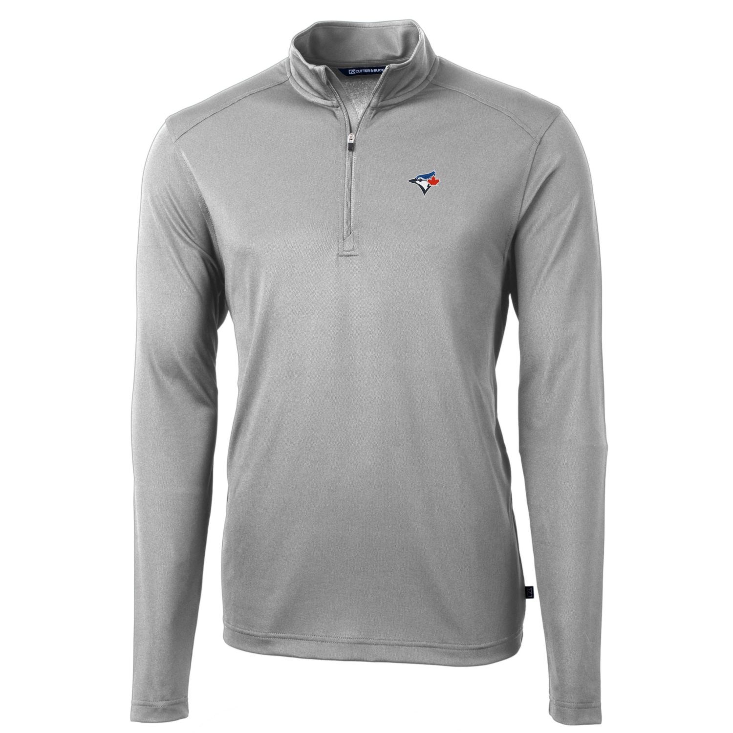 Men's Toronto Blue Jays Cutter & Buck Gray Big & Tall Virtue Eco Pique Quarter-Zip Pullover Jacket