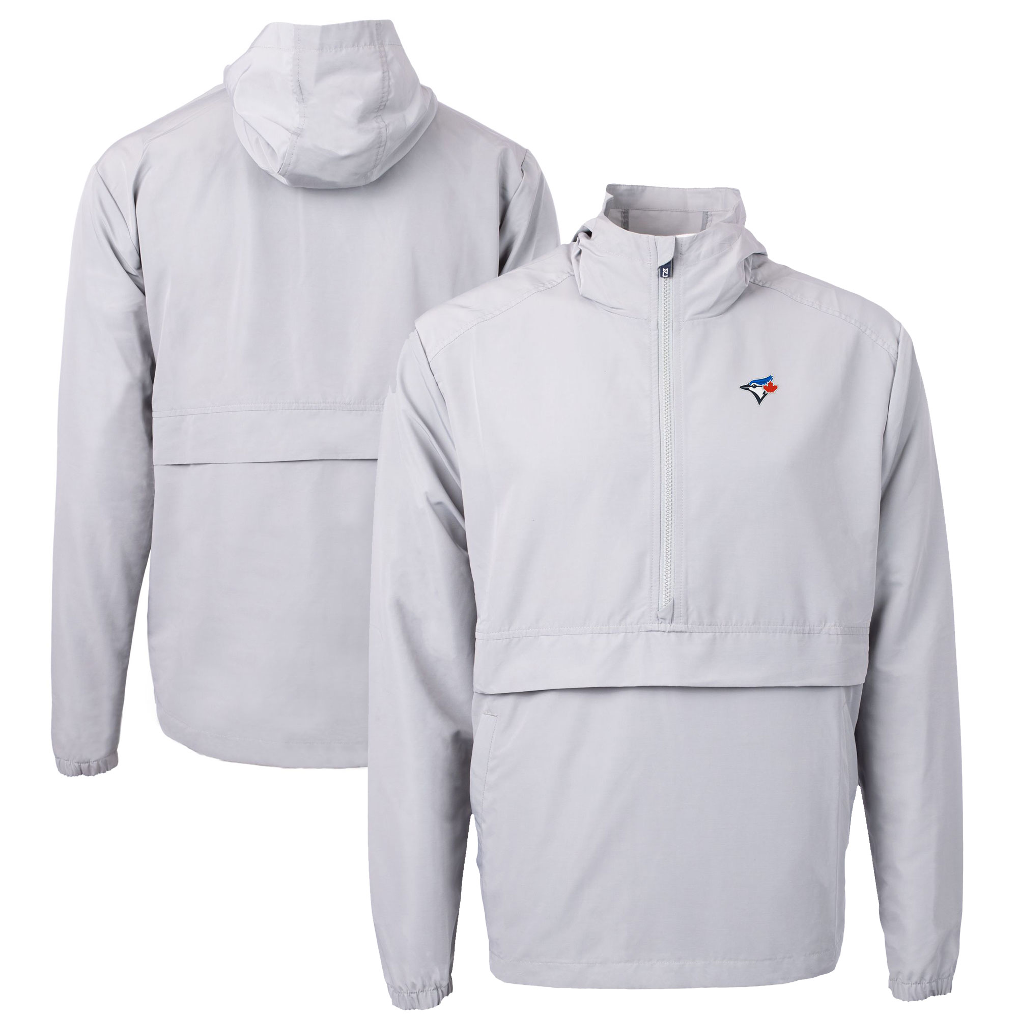 Men's Toronto Blue Jays Cutter & Buck Gray Charter Eco Recycled Half-Zip Anorak Jacket