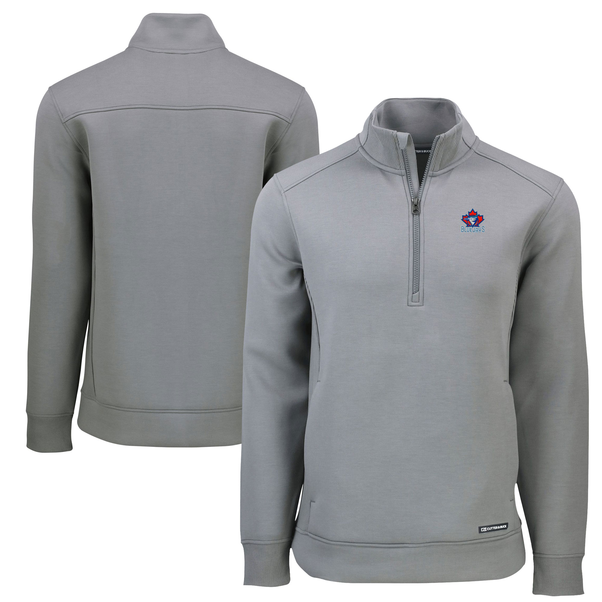 Men's Toronto Blue Jays  Cutter & Buck Gray Cooperstown Collection Roam Eco Recycled Quarter-Zip Pullover