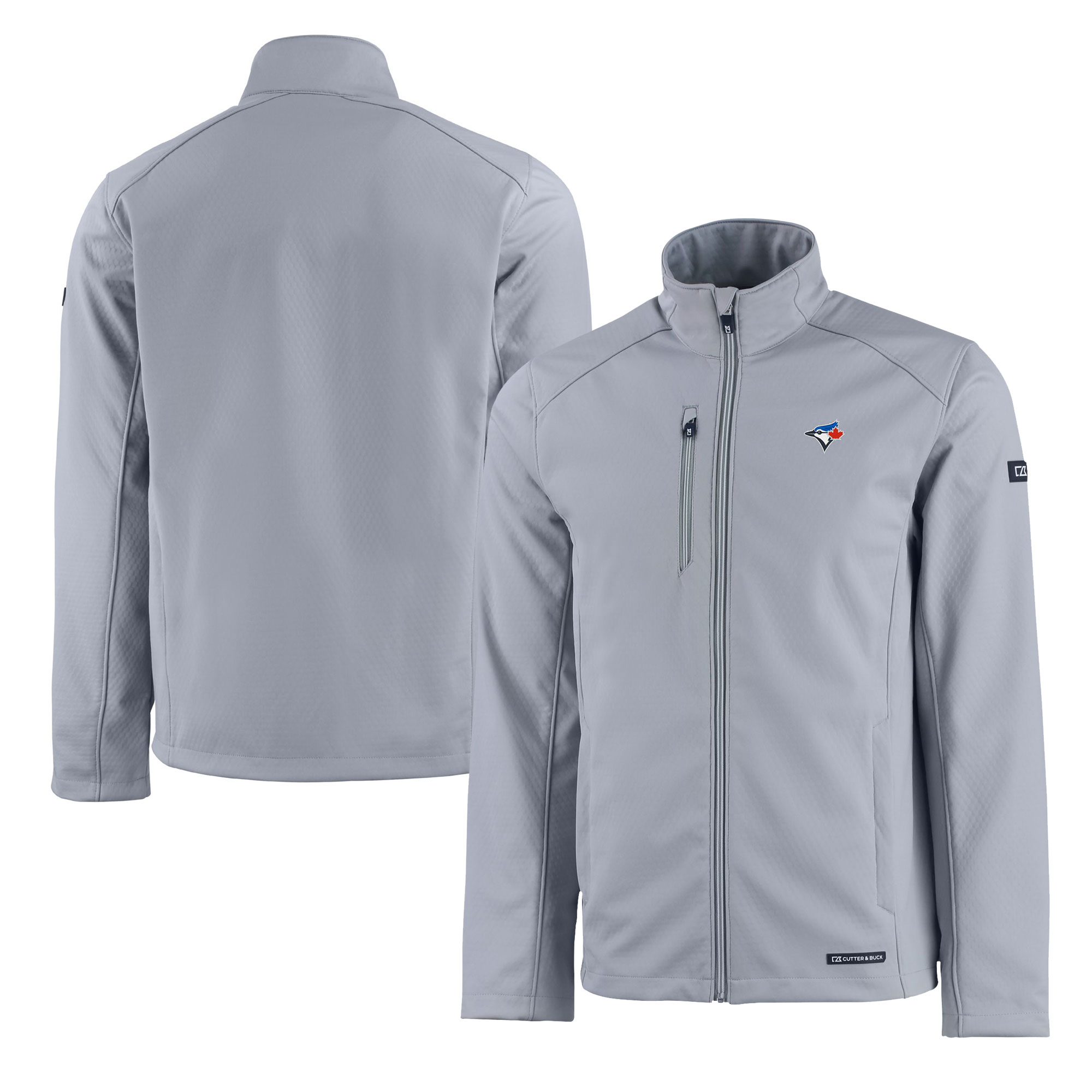 Men's Toronto Blue Jays Cutter & Buck Gray Evoke Eco Softshell Recycled Full-Zip Jacket