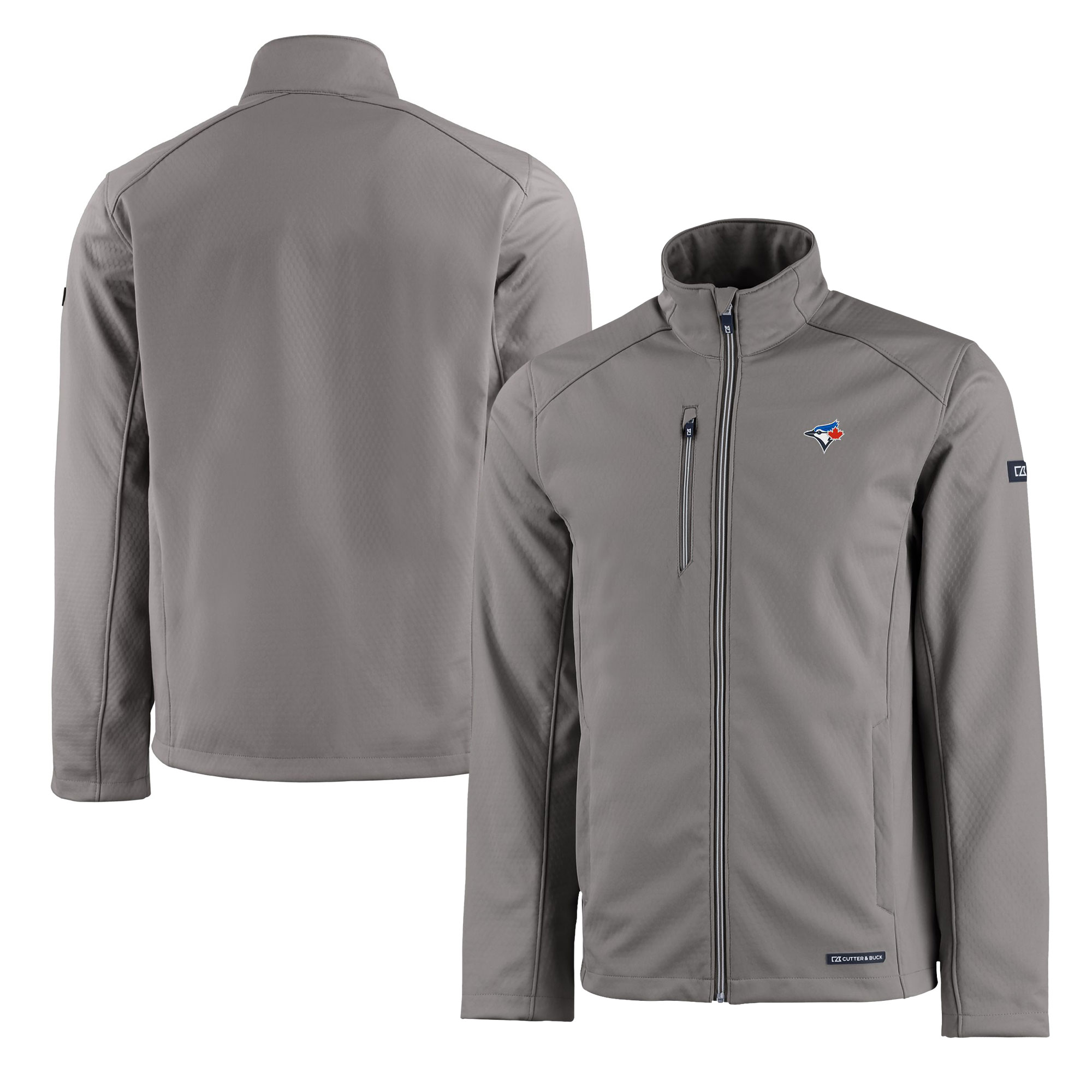 Men's Toronto Blue Jays Cutter & Buck Gray Evoke Eco Softshell Recycled Full-Zip Jacket