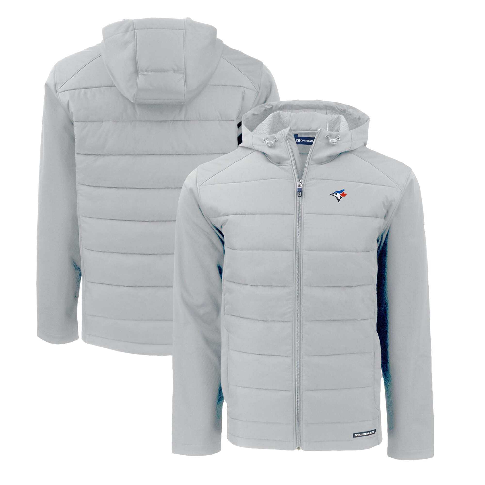Men's Toronto Blue Jays  Cutter & Buck Gray Evoke Hybrid Eco Softshell Recycled Full-Zip Hoodie
