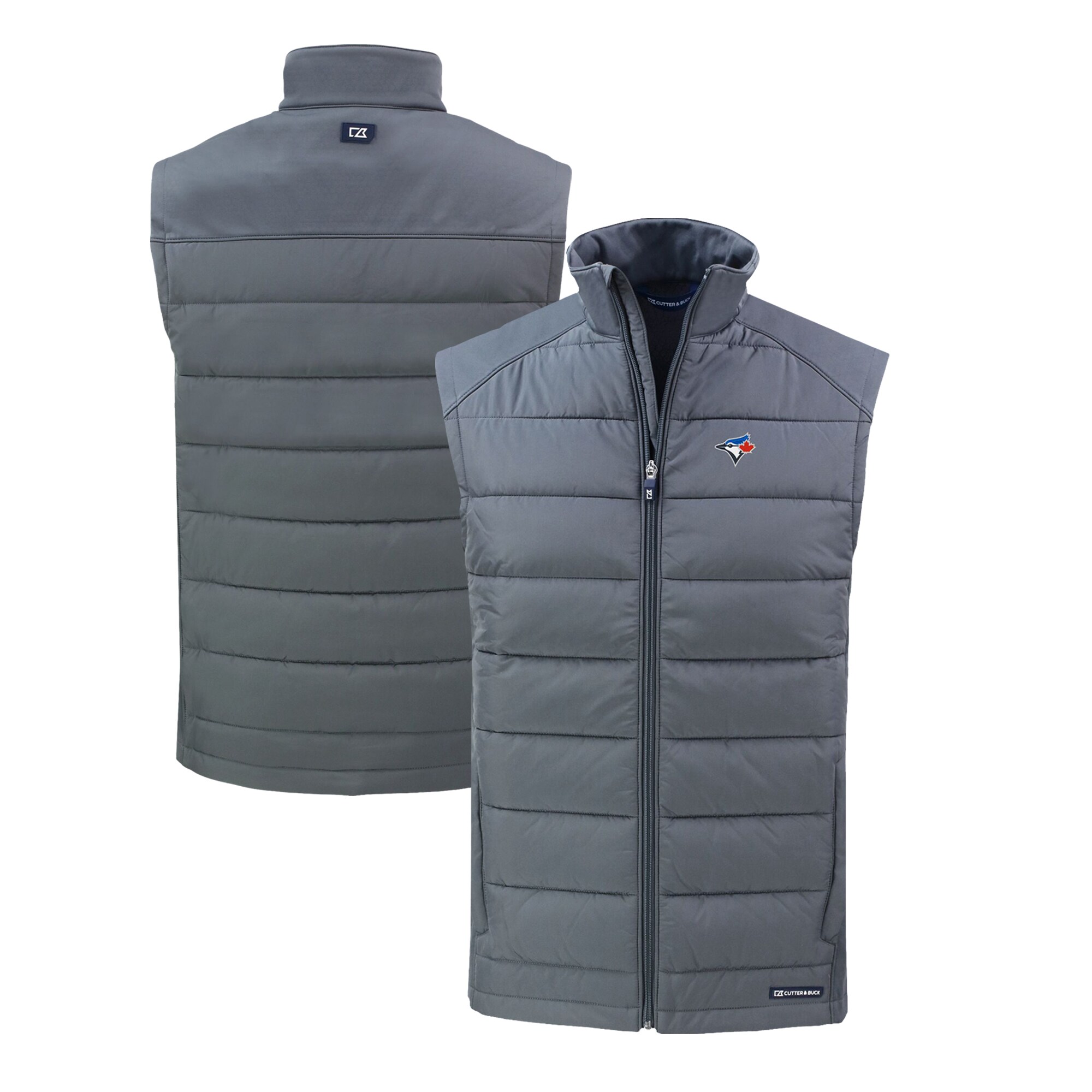 Men's Toronto Blue Jays  Cutter & Buck Gray Evoke Hybrid Eco Softshell Recycled Full-Zip Vest