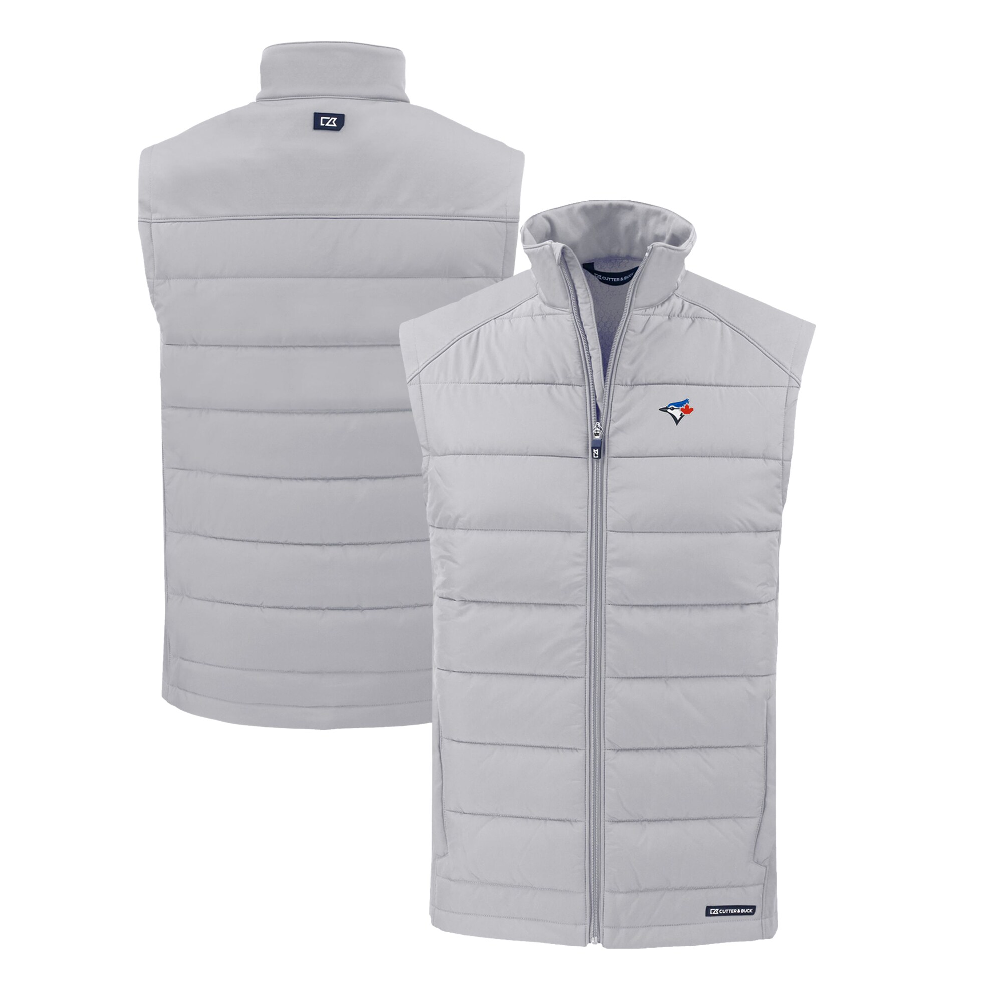 Men's Toronto Blue Jays  Cutter & Buck Gray Evoke Hybrid Eco Softshell Recycled Full-Zip Vest