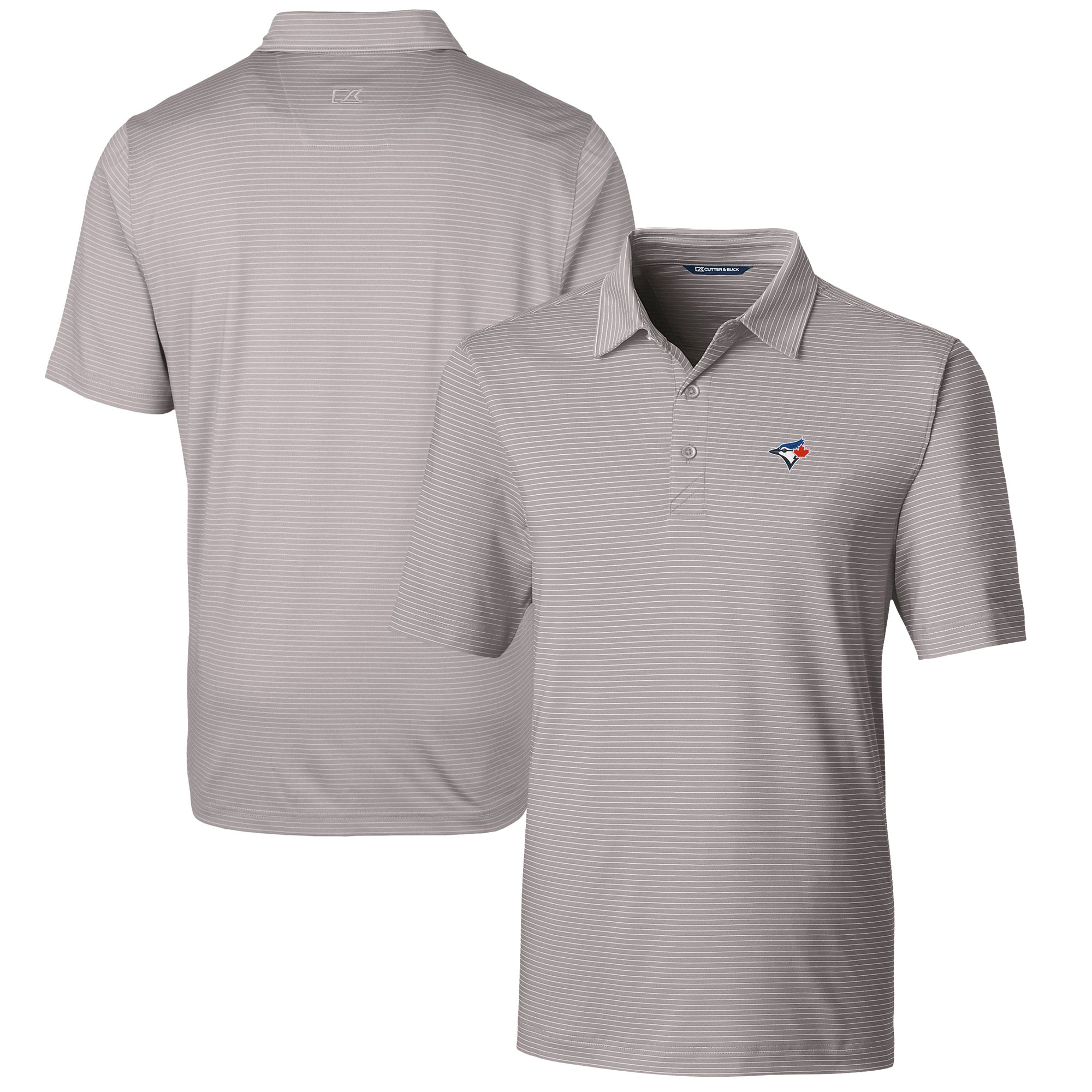 Men's Toronto Blue Jays  Cutter & Buck Gray Forge Pencil Stripe Stretch Polo