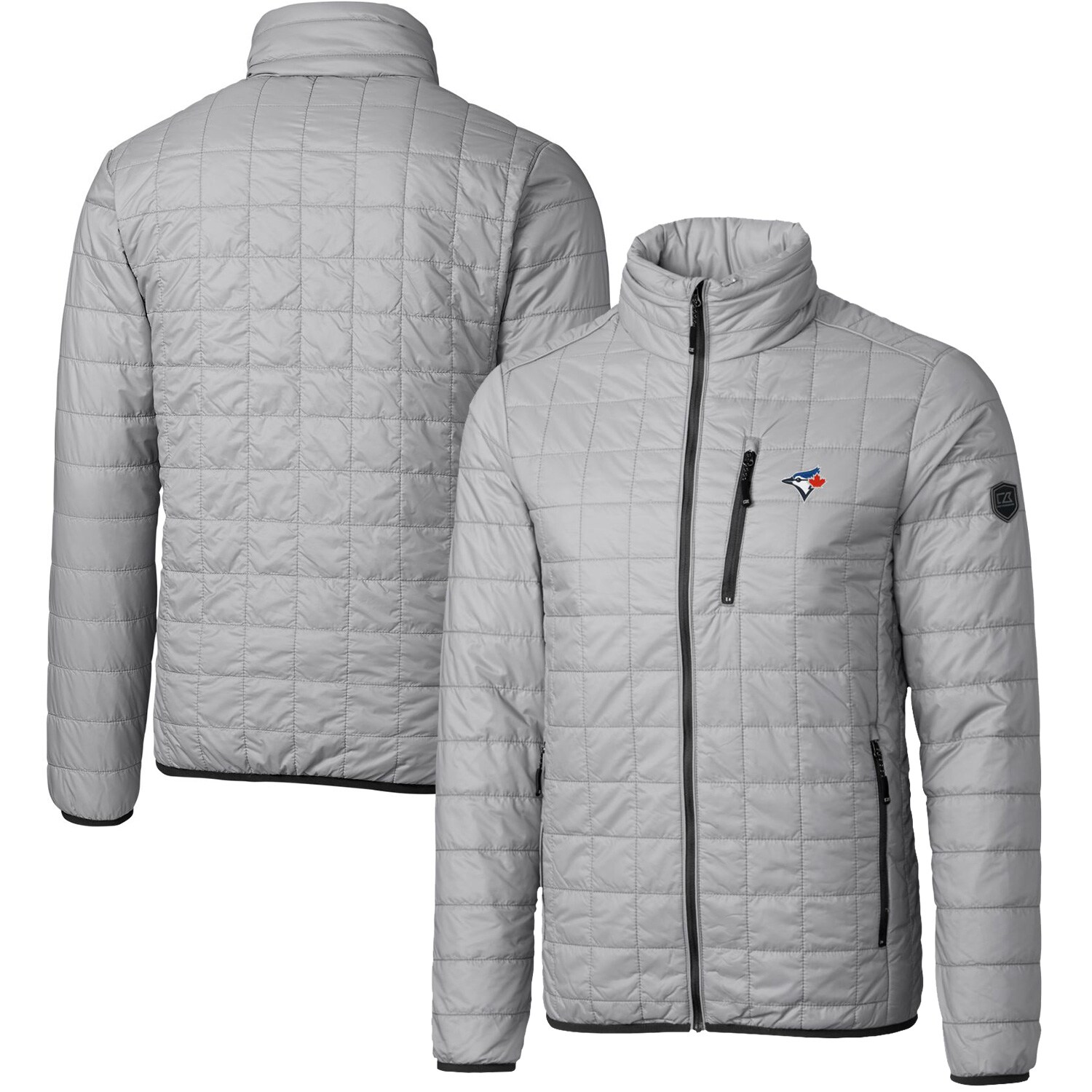 Men's Toronto Blue Jays Cutter & Buck Gray Rainier Eco Insulated Full-Zip Puffer Jacket