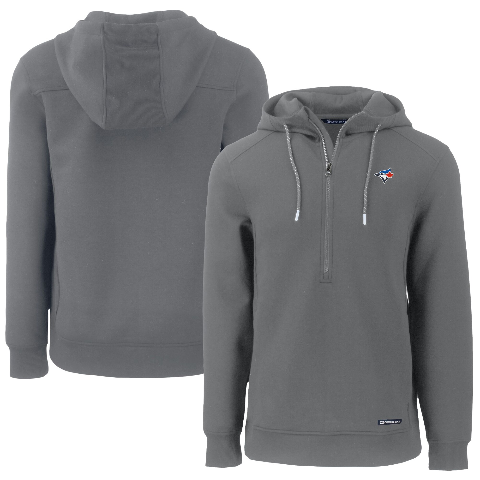 Men's Toronto Blue Jays  Cutter & Buck Gray Roam Eco Half-Zip Recycled Pullover Hoodie
