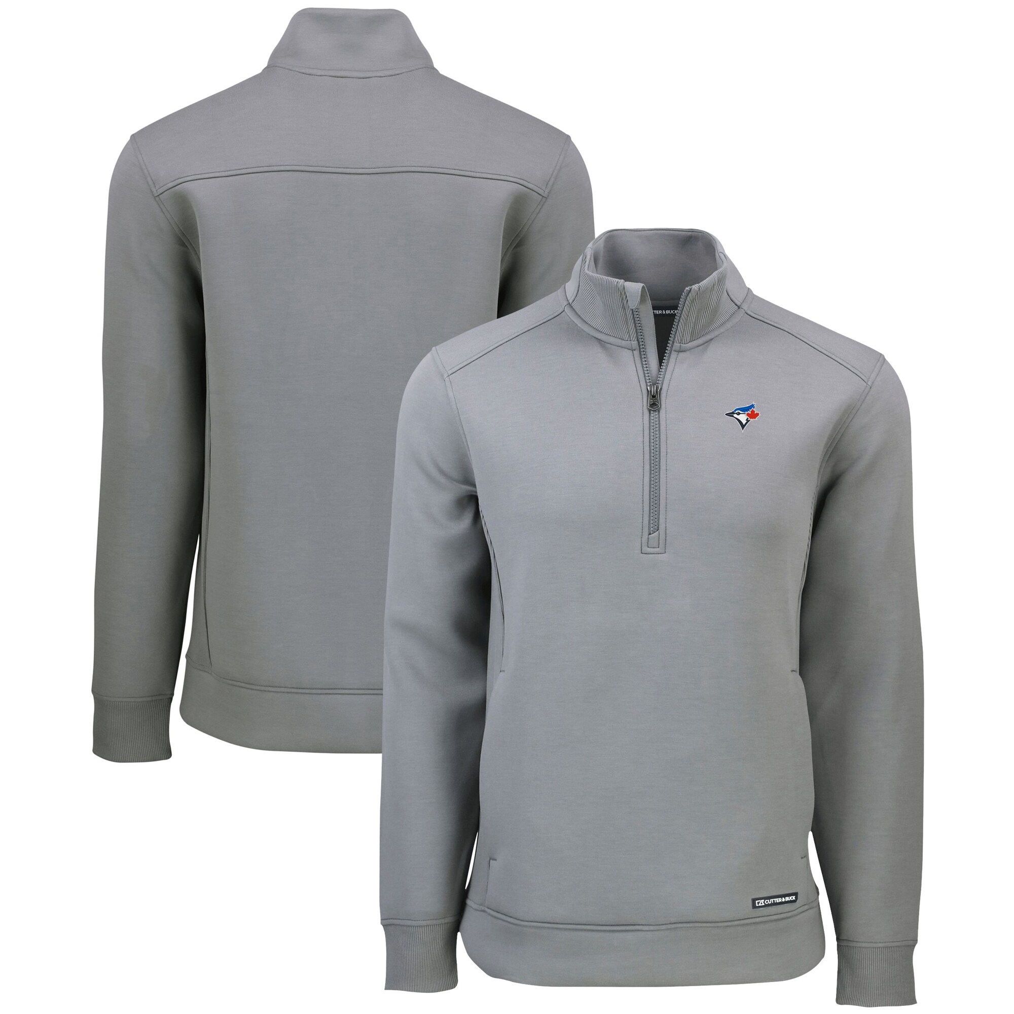 Men's Toronto Blue Jays  Cutter & Buck Gray Roam Eco Recycled Quarter-Zip Pullover