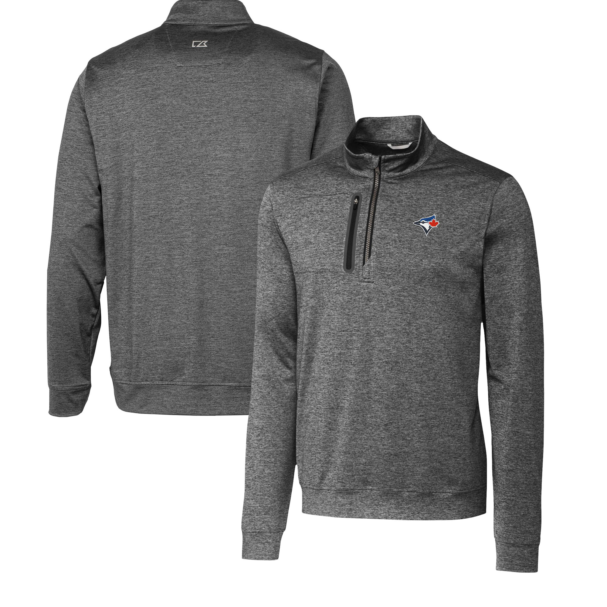 Men's Toronto Blue Jays  Cutter & Buck Gray Stealth Heathered Quarter-Zip Pullover Top