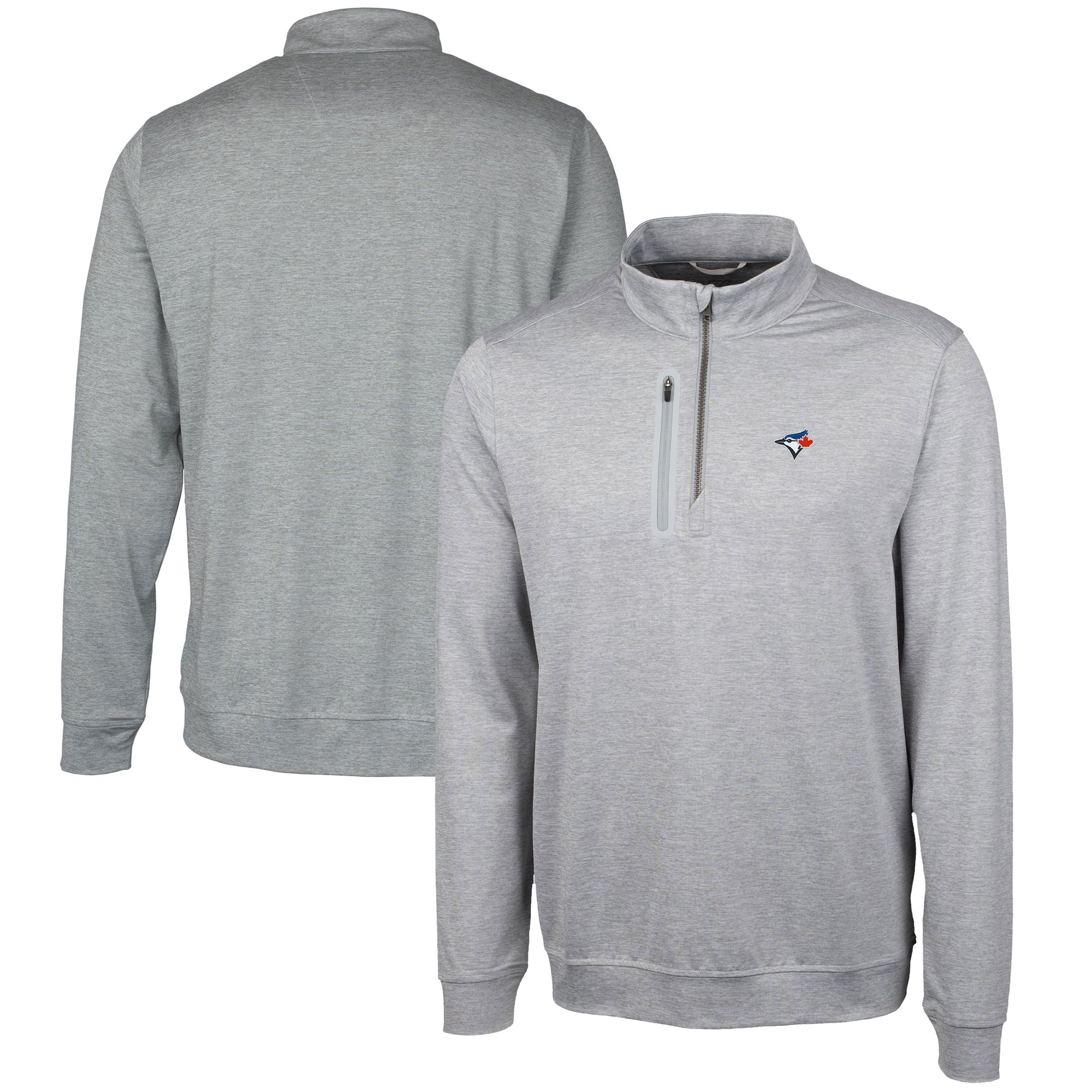 Men's Toronto Blue Jays  Cutter & Buck Gray Stealth Heathered Quarter-Zip Pullover Top