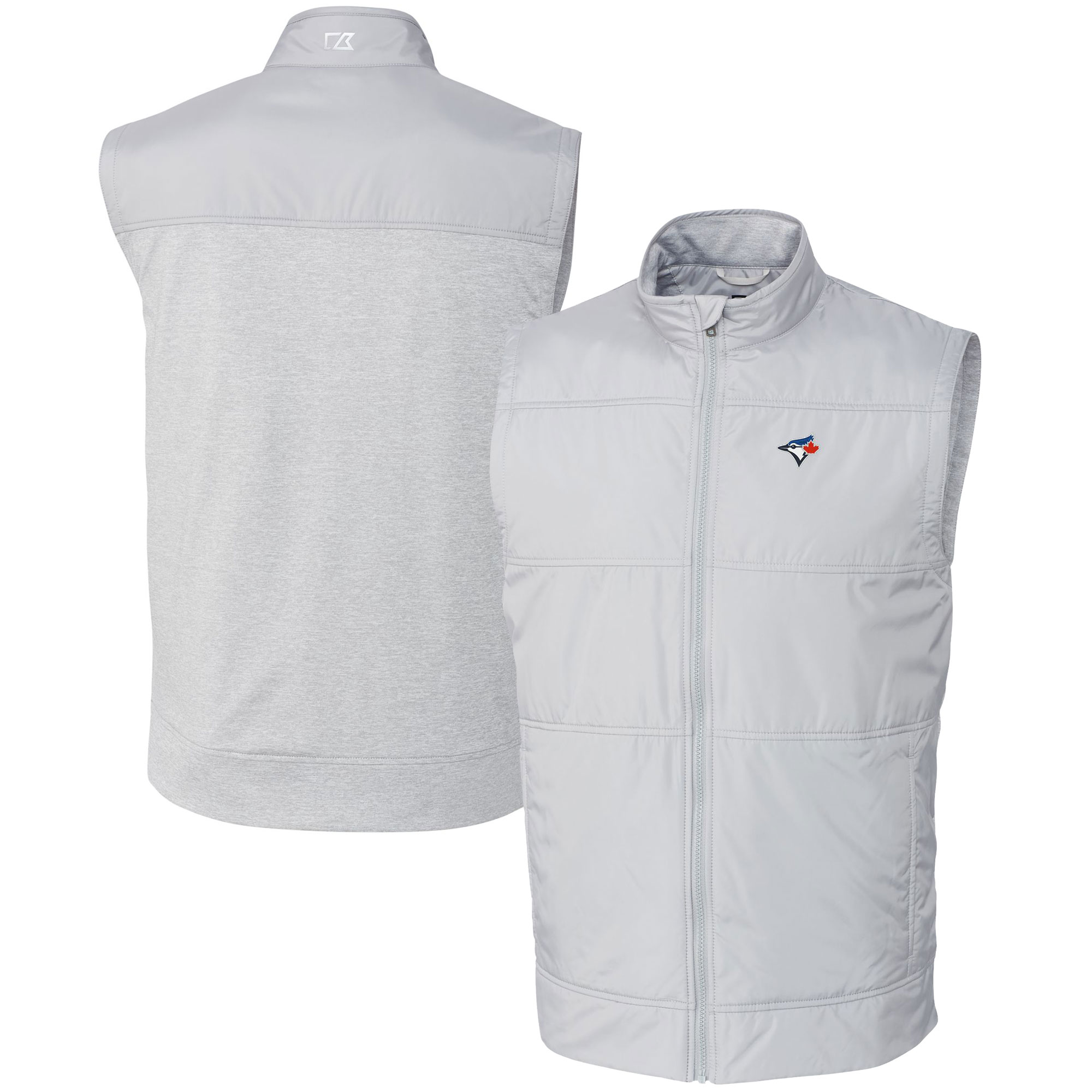 Men's Toronto Blue Jays  Cutter & Buck Gray Stealth Hybrid Quilted Windbreaker Full-Zip Vest