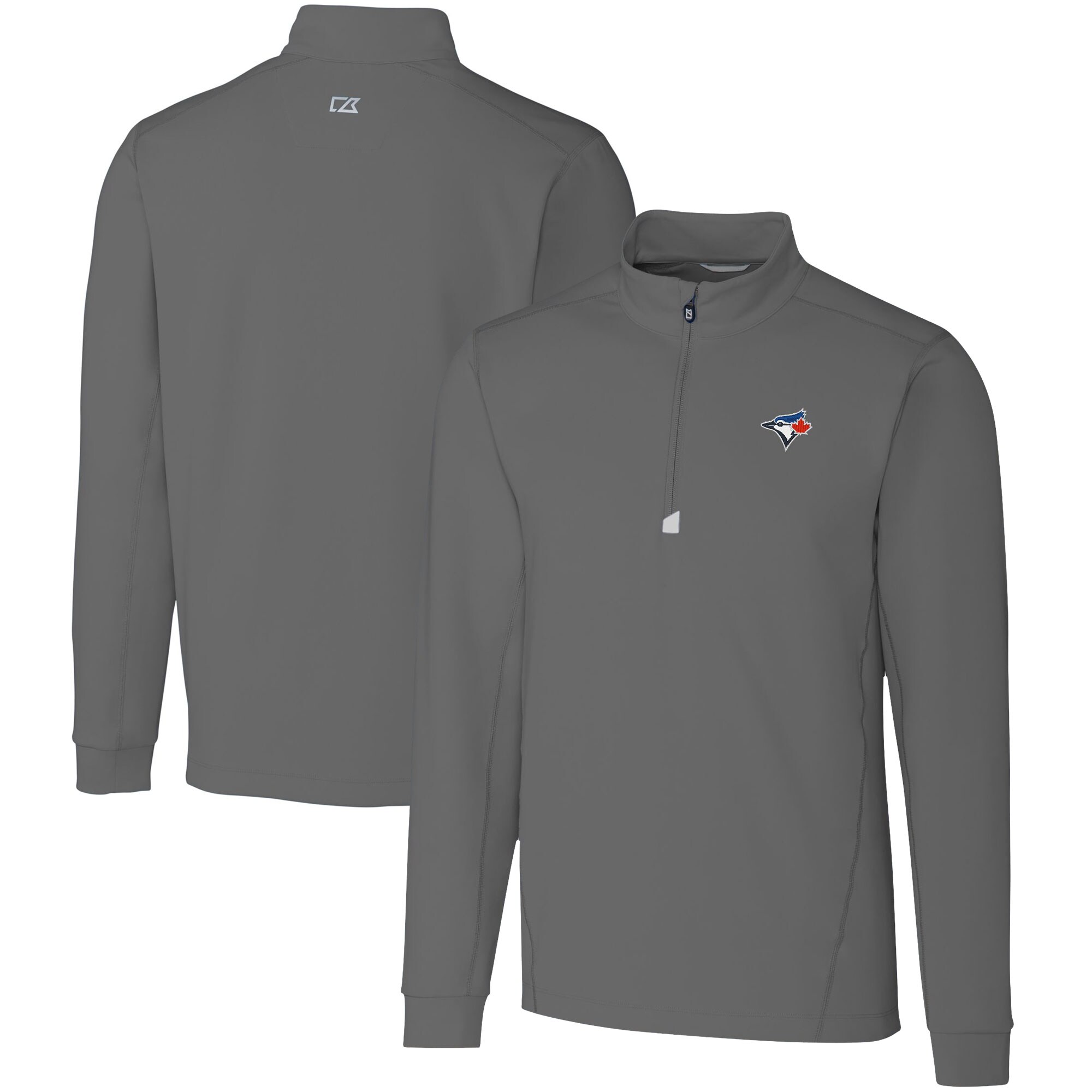 Men's Toronto Blue Jays  Cutter & Buck Gray Traverse Stretch Quarter-Zip Pullover Top
