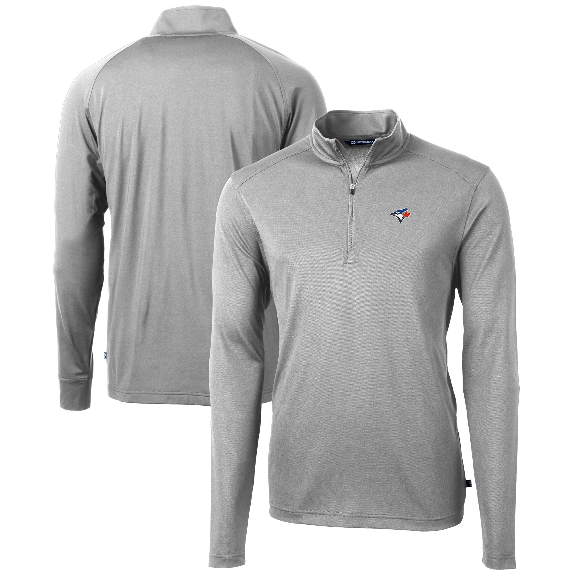Men's Toronto Blue Jays  Cutter & Buck Gray Virtue Eco Pique Recycled Quarter-Zip Pullover Top