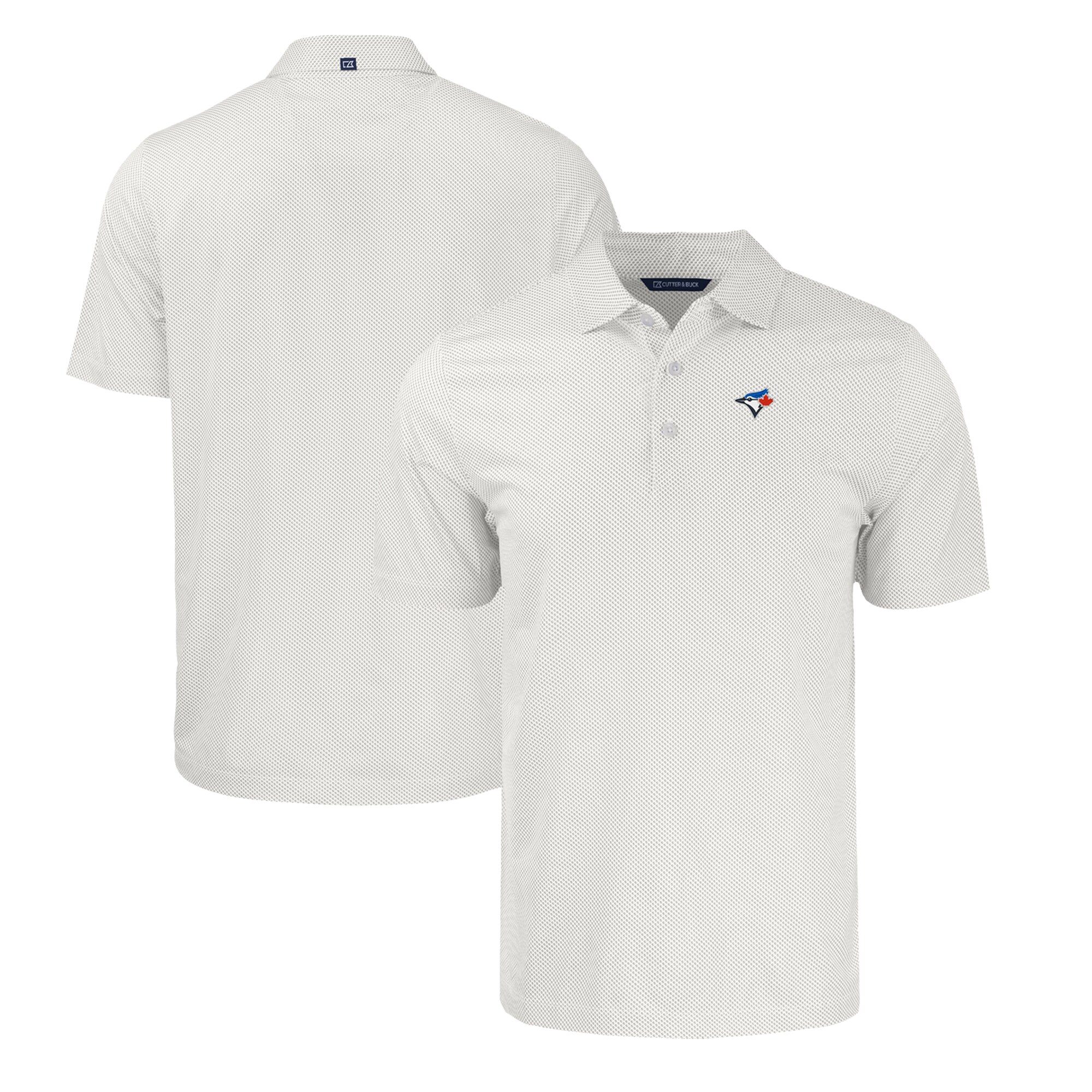 Men's Toronto Blue Jays  Cutter & Buck Gray/White Pike Eco Symmetry Print Stretch Recycled Polo