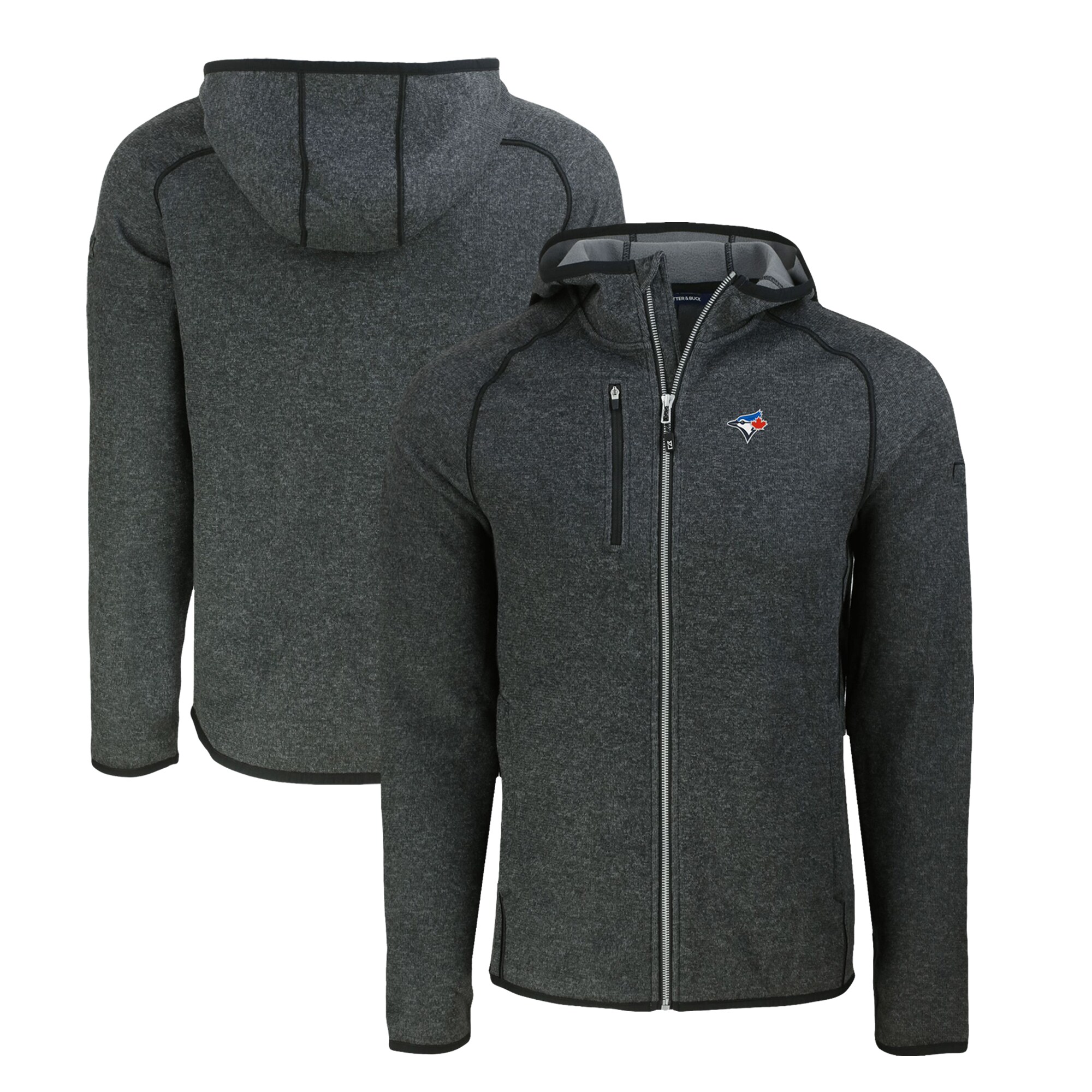 Men's Toronto Blue Jays  Cutter & Buck Heather Charcoal Mainsail Full-Zip Hooded Jacket