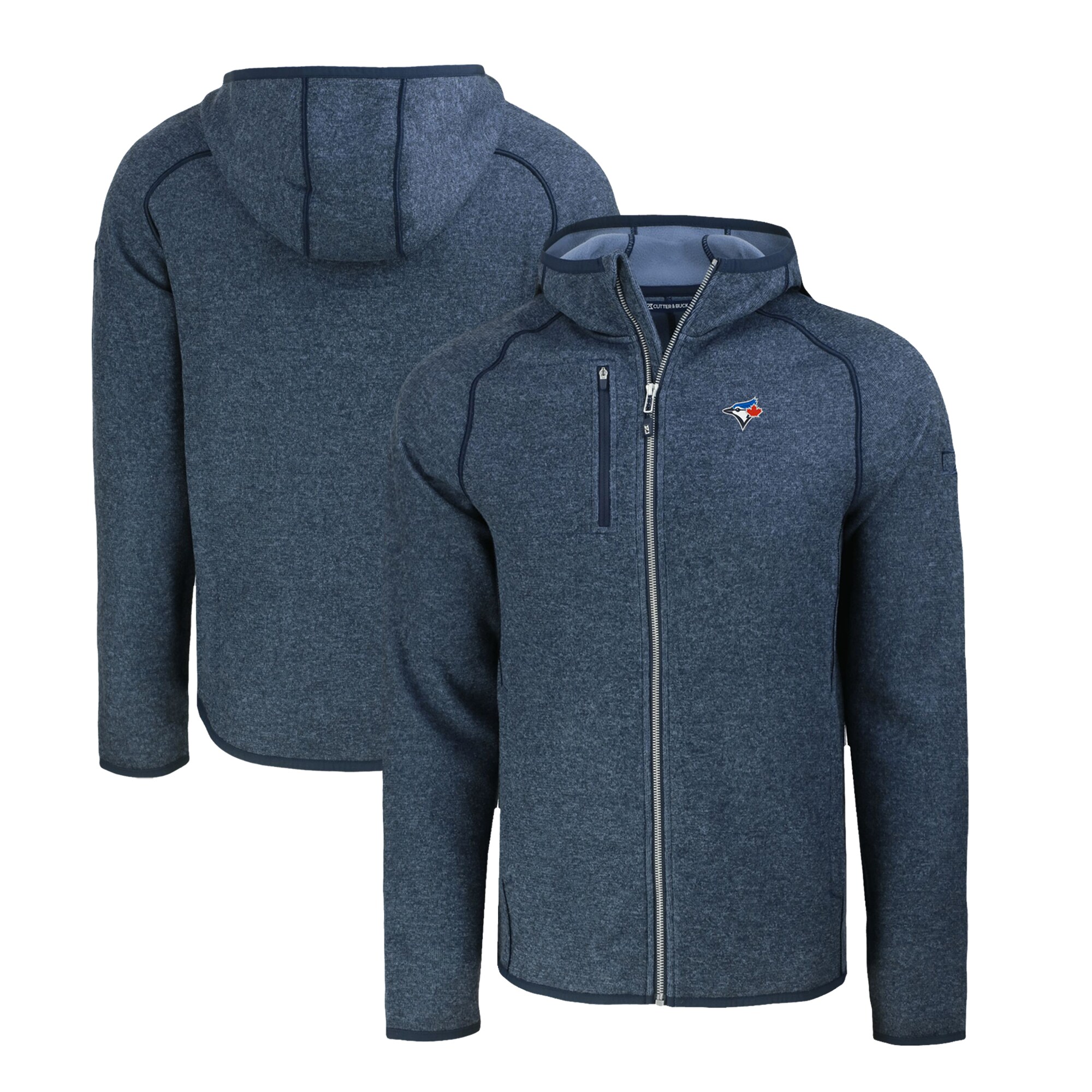 Men's Toronto Blue Jays  Cutter & Buck Heather Navy Mainsail Full-Zip Hooded Jacket