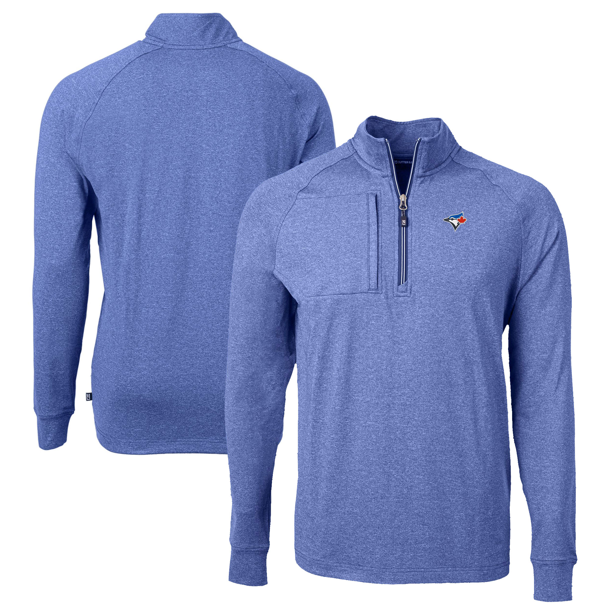 Men's Toronto Blue Jays Cutter & Buck Heather Royal Big & Tall Adapt Eco Knit Stretch Recycled Quarter-Zip Pullover Top