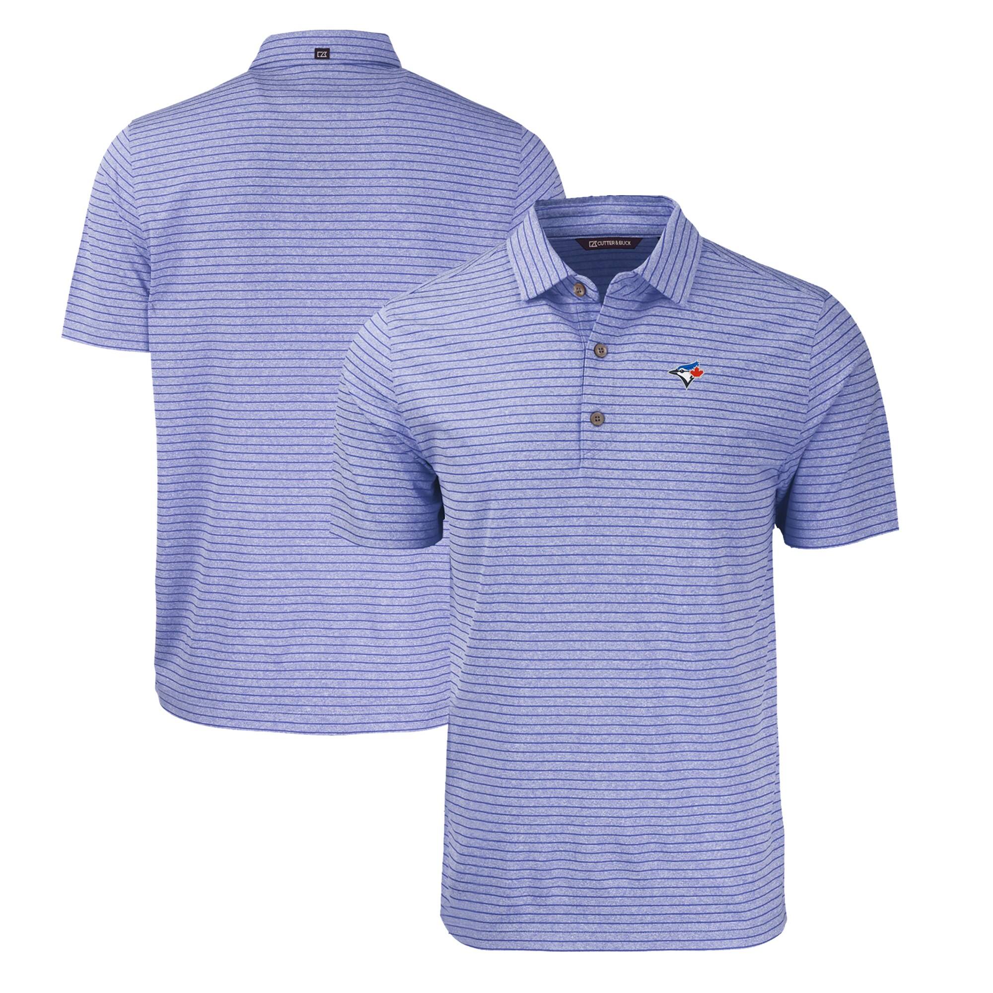 Men's Toronto Blue Jays  Cutter & Buck Heather Royal Forge Eco Heathered Stripe Stretch Recycled Polo
