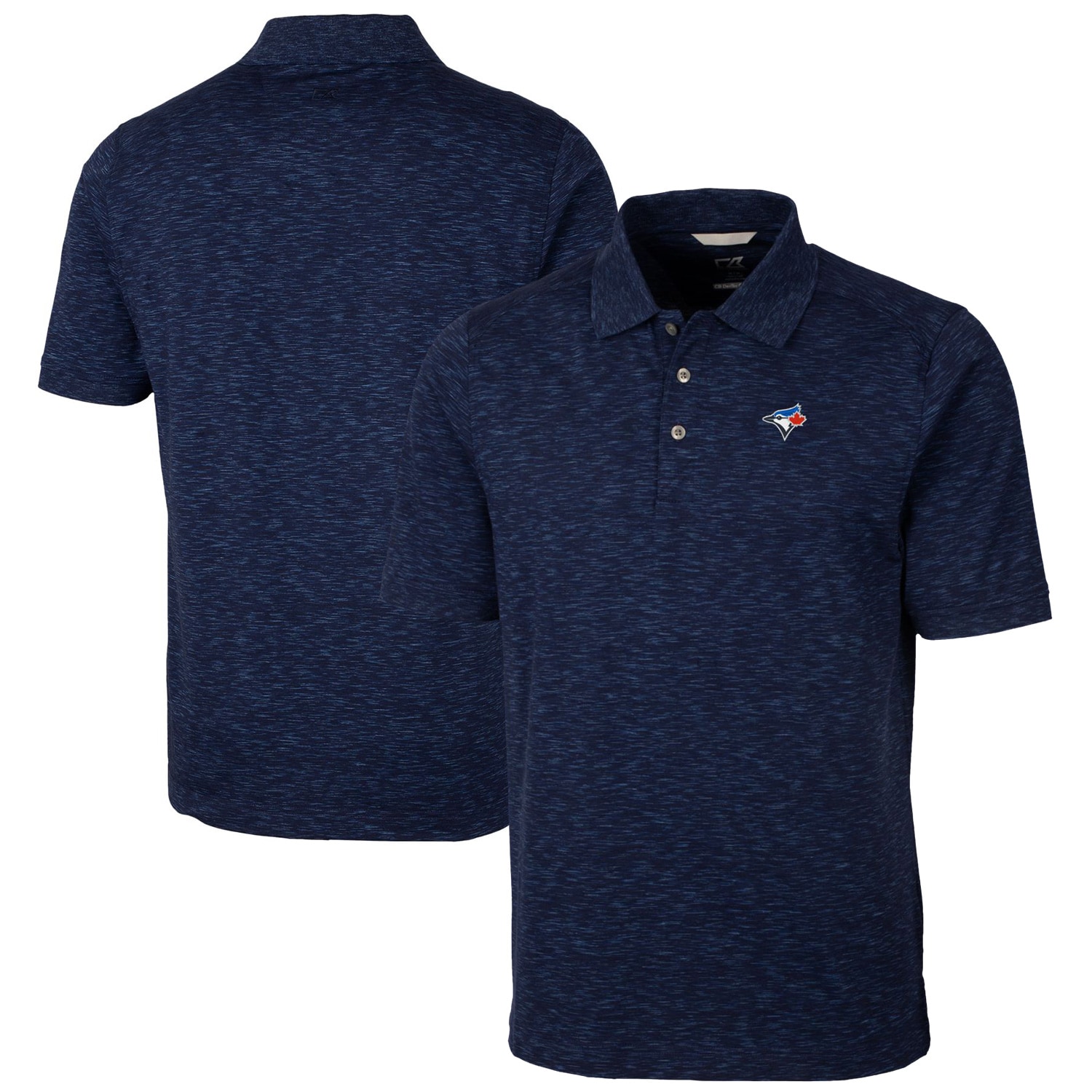 Men's Toronto Blue Jays Cutter & Buck Heathered Navy Advantage Space Dye Tri-Blend Polo