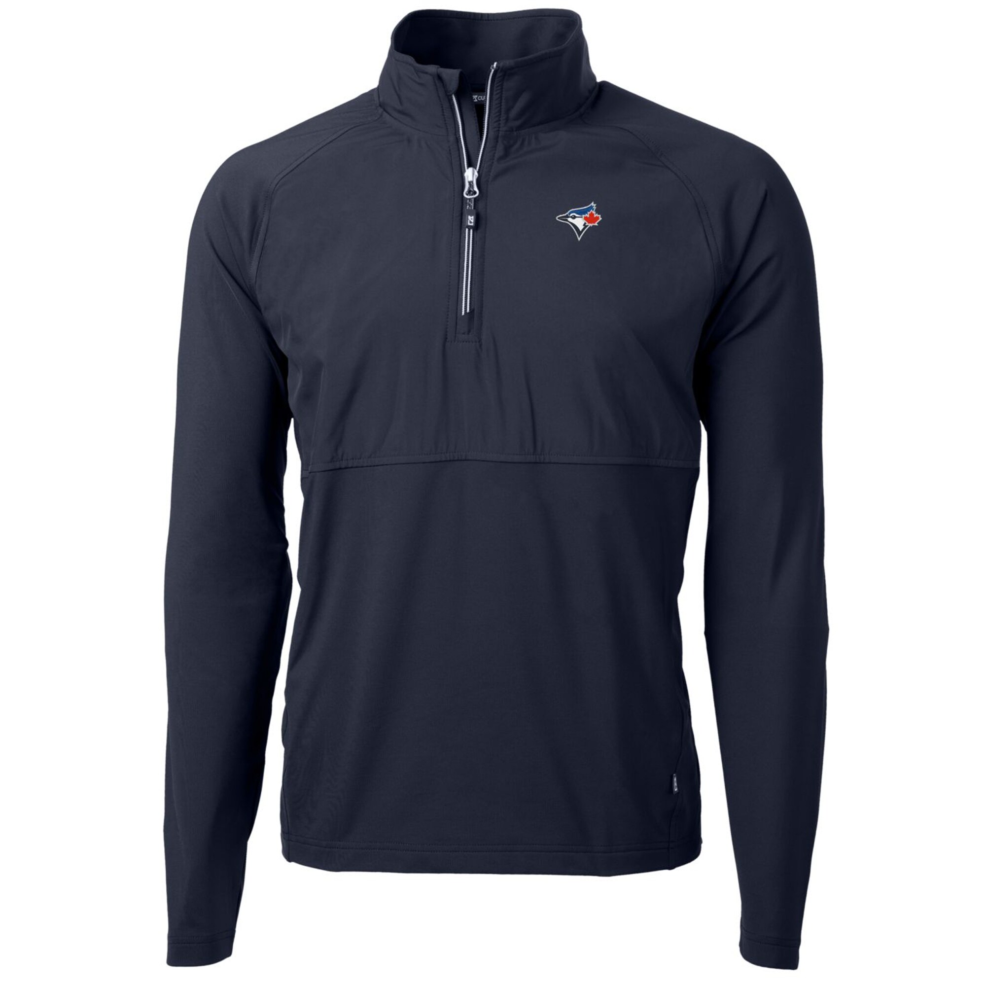 Men's Toronto Blue Jays Cutter & Buck Navy Adapt Eco Knit Hybrid Recycled Quarter-Zip Pullover Jacket