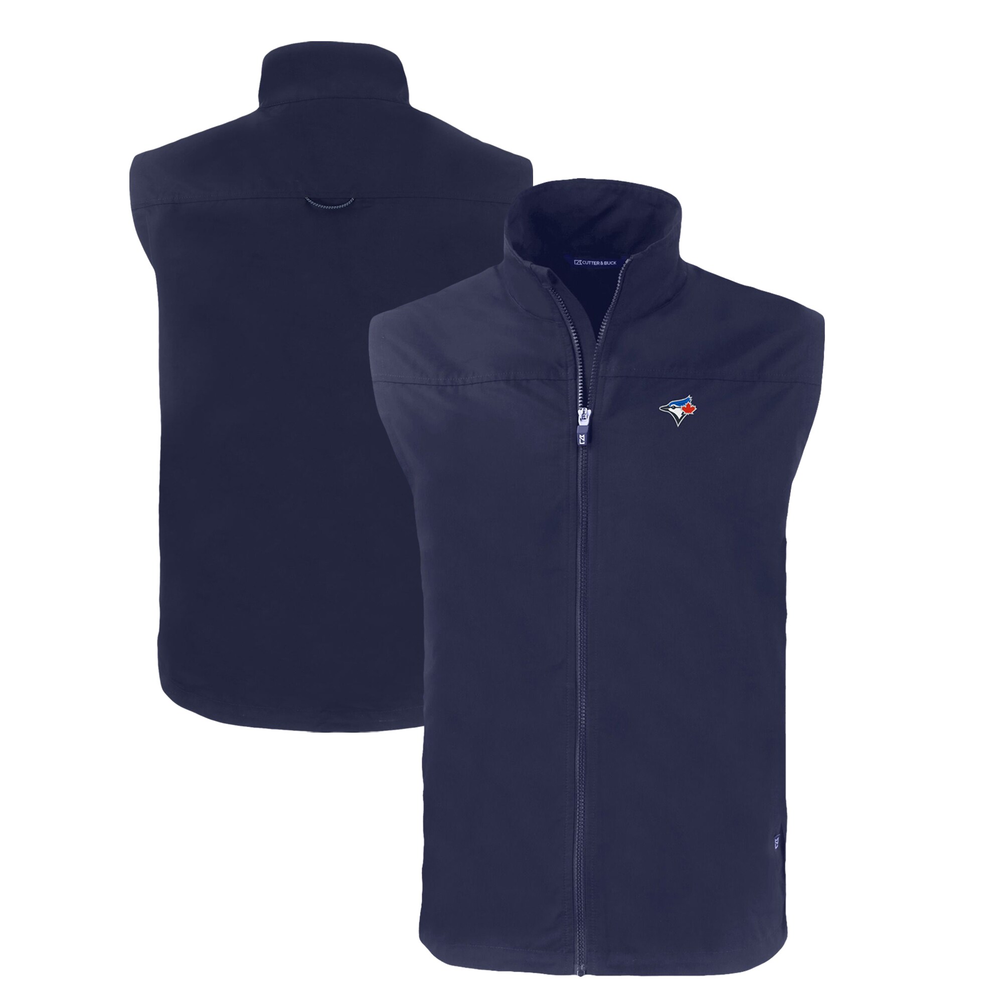 Men's Toronto Blue Jays  Cutter & Buck Navy Big & Tall Charter Eco Full-Zip Vest