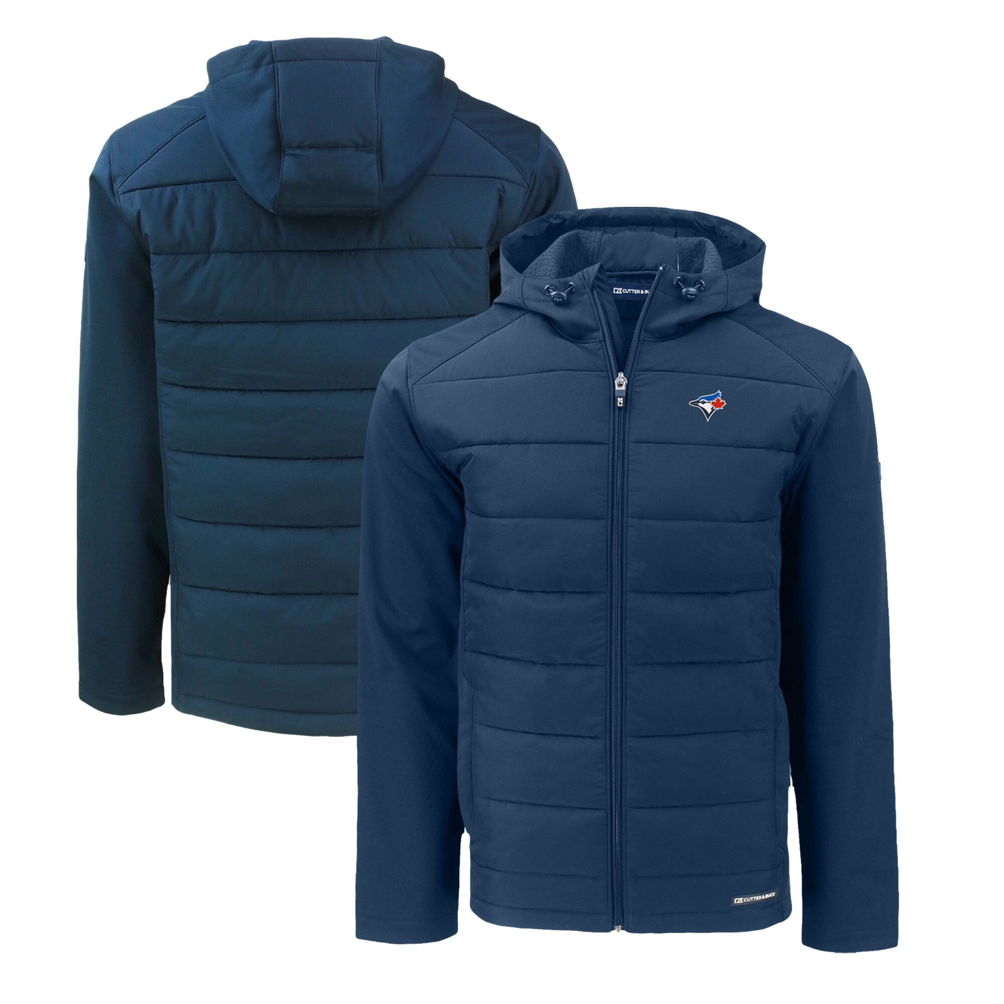 Men's Toronto Blue Jays  Cutter & Buck Navy Big & Tall Evoke Hybrid Eco Softshell Recycled Full-Zip Hoodie