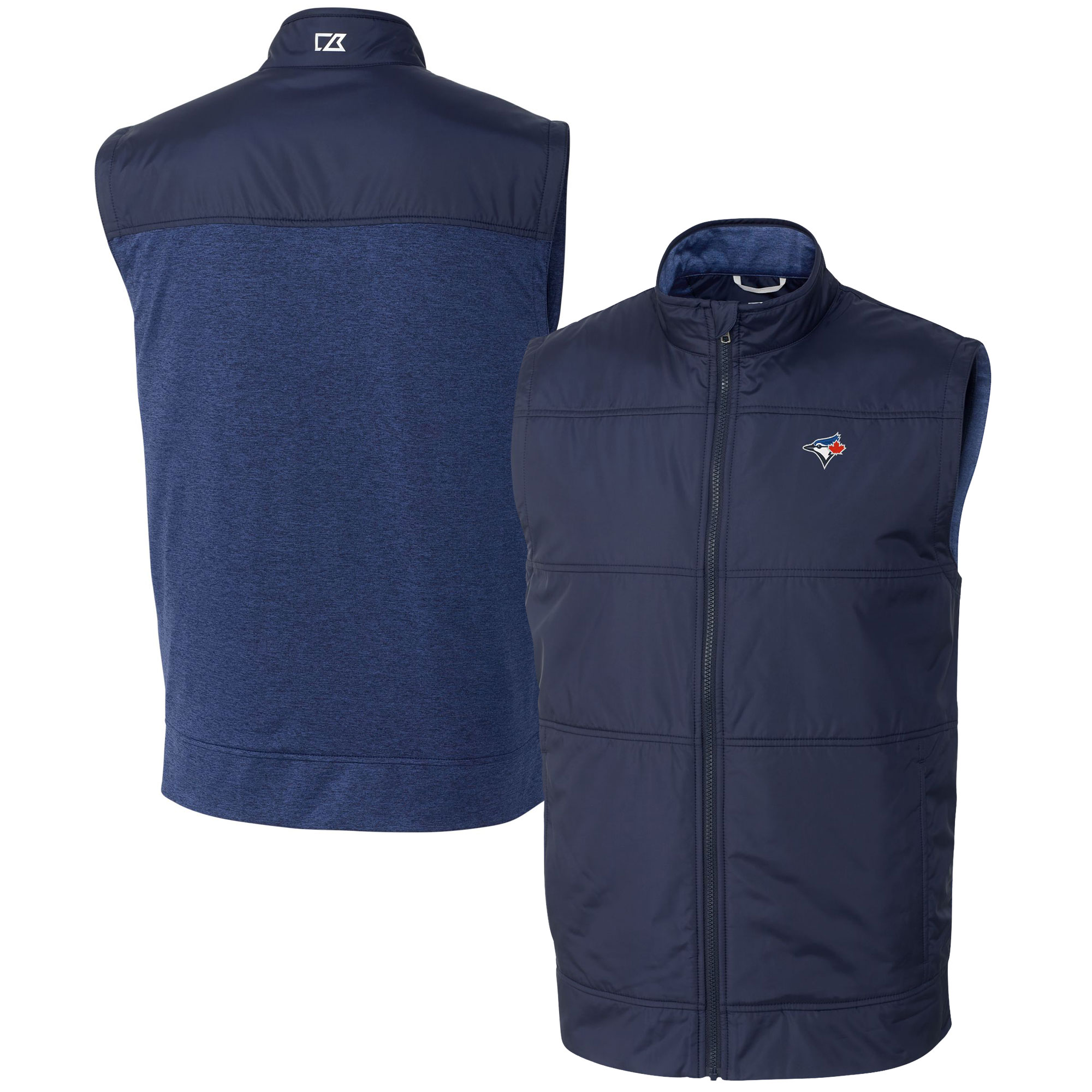 Men's Toronto Blue Jays  Cutter & Buck Navy Big & Tall Stealth Hybrid Quilted Windbreaker Full-Zip Vest