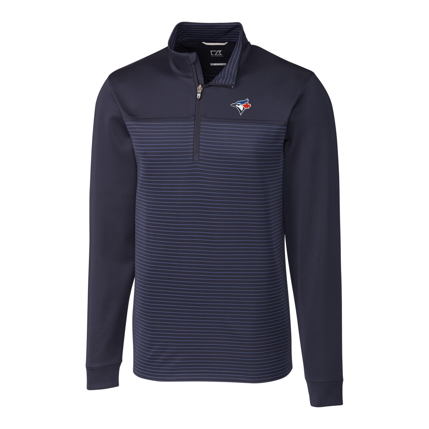 Men's Toronto Blue Jays Cutter & Buck Navy Big & Tall Traverse Stripe Half-Zip Pullover Jacket