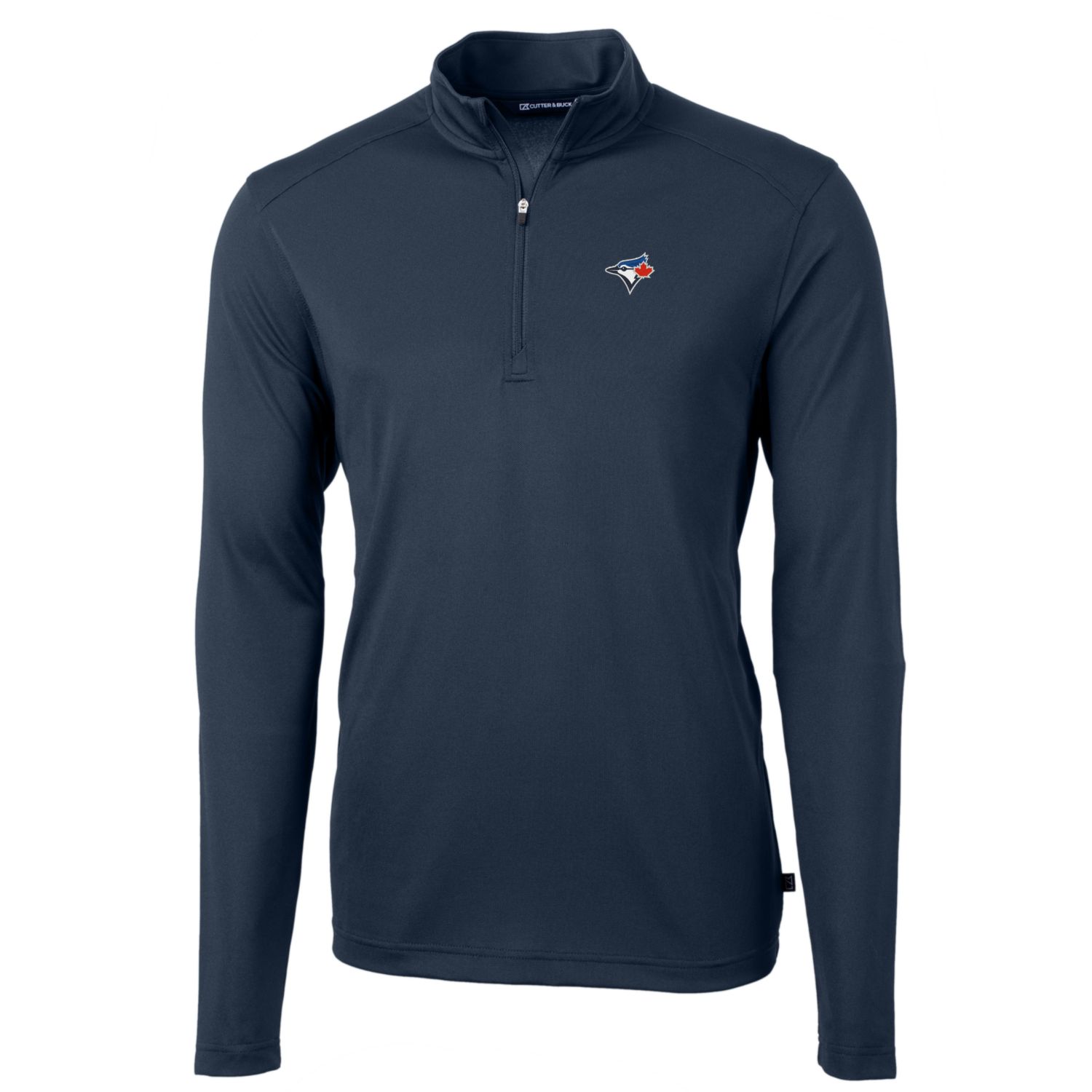 Men's Toronto Blue Jays Cutter & Buck Navy Big & Tall Virtue Eco Pique Quarter-Zip Pullover Jacket