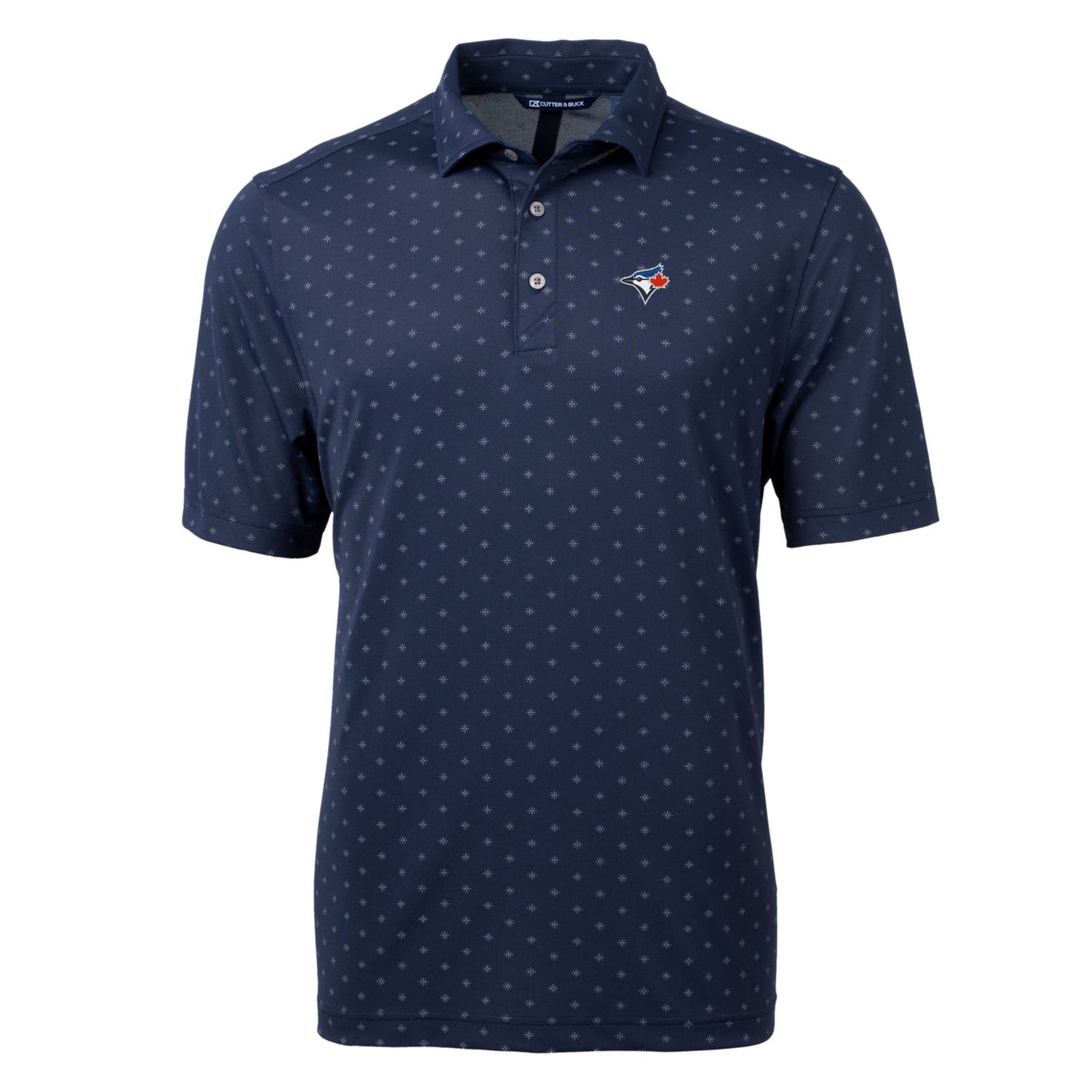 Men's Toronto Blue Jays Cutter & Buck Navy Big & Tall Virtue Eco Pique Tile Print Polo
