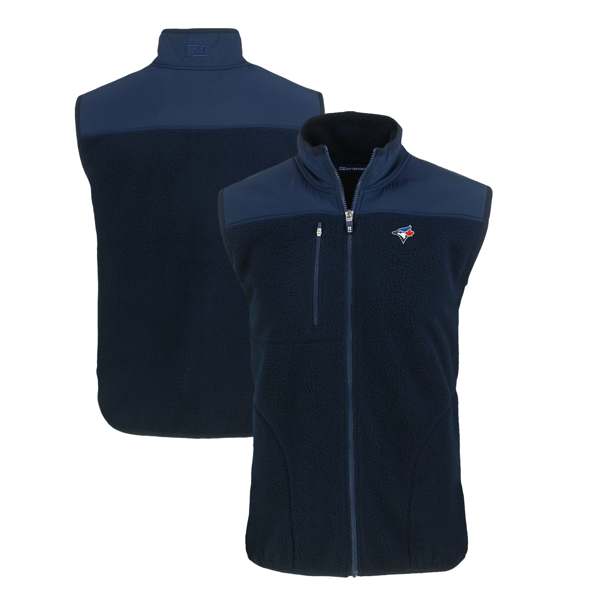 Men's Toronto Blue Jays  Cutter & Buck Navy Cascade Eco Sherpa Fleece Full-Zip Vest