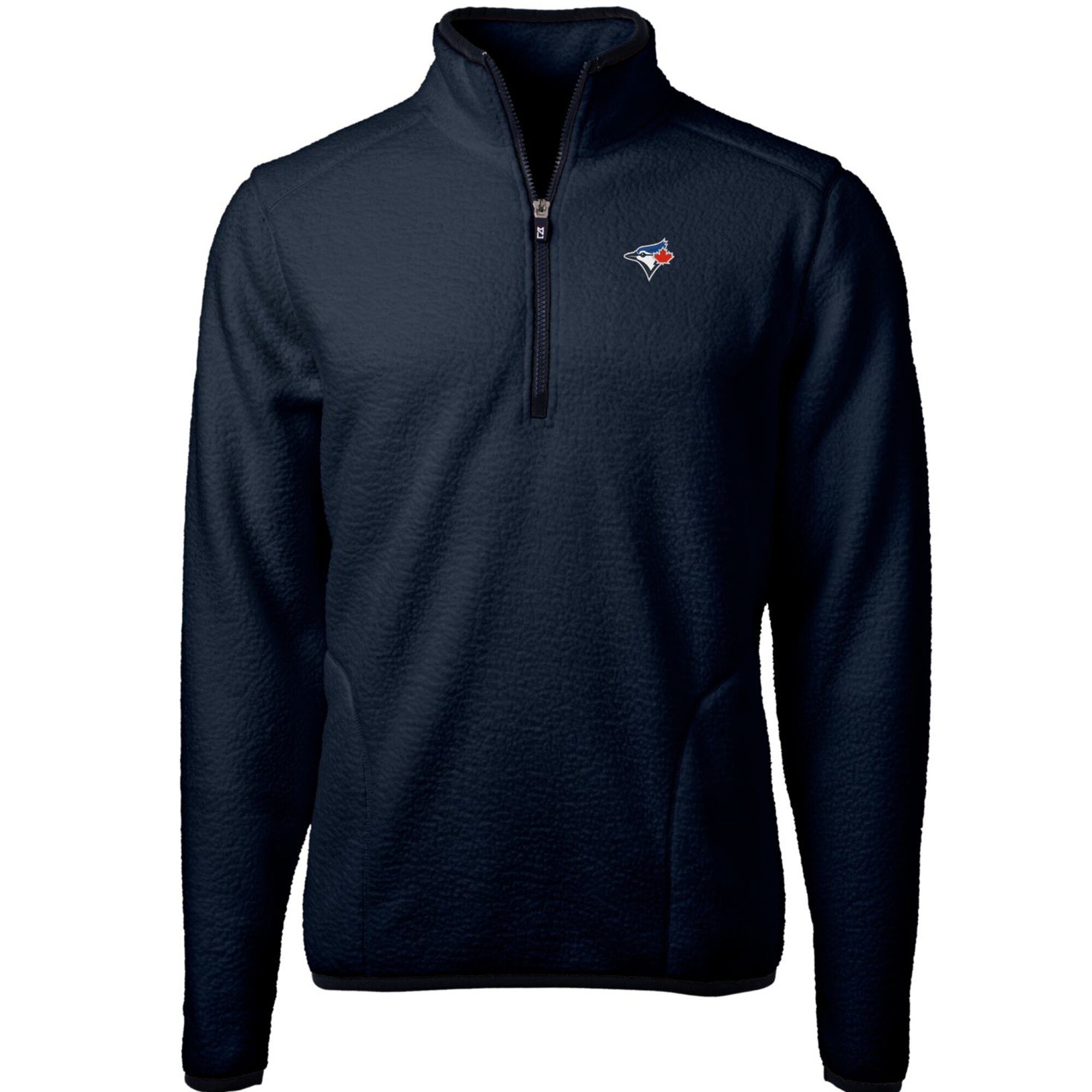 Men's Toronto Blue Jays Cutter & Buck Navy Cascade Eco Sherpa Fleece Quarter-Zip Pullover Jacket